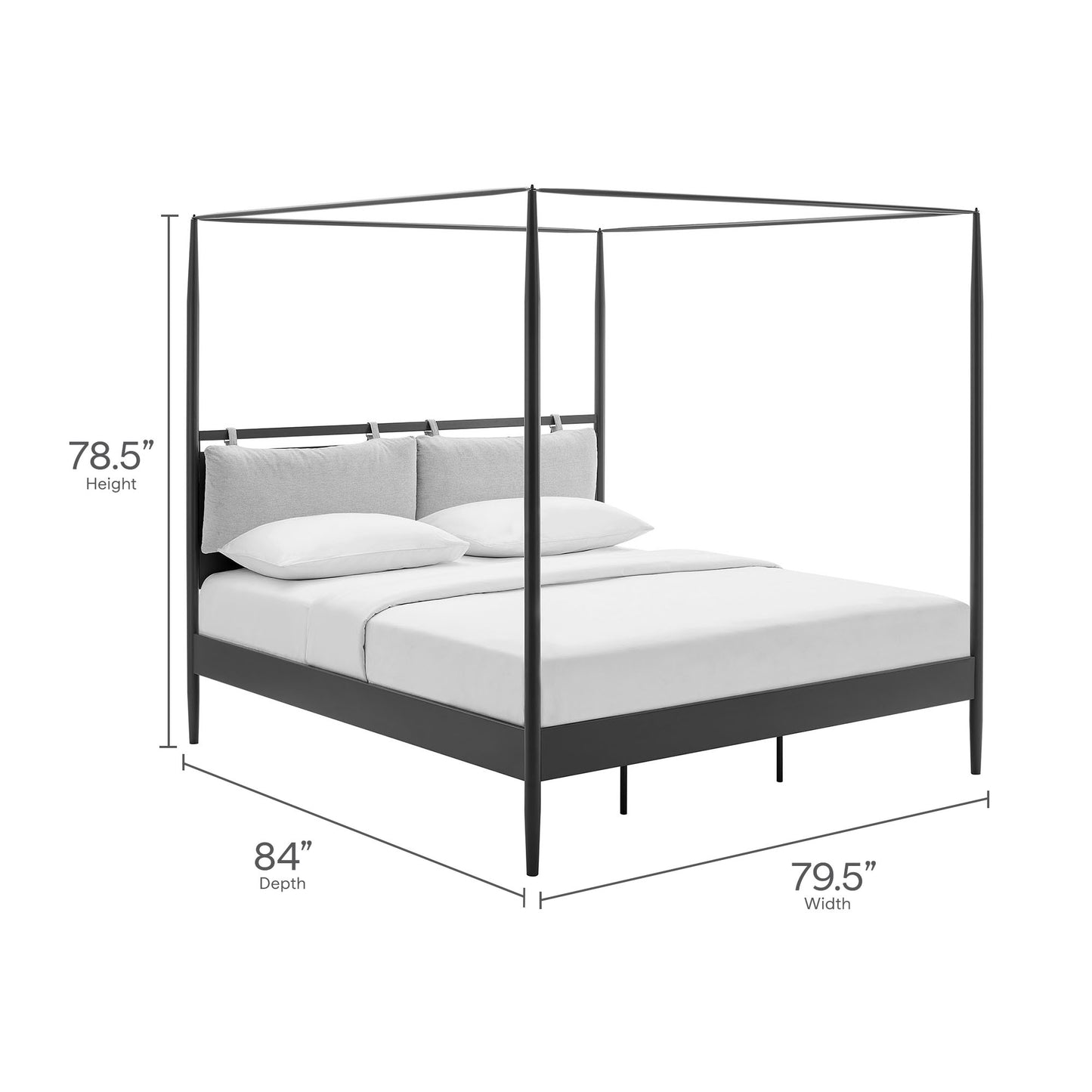 Marlowe 4-Poster Canopy Metal King Platform Bed by Modway MOD-7224-CHA-NPT