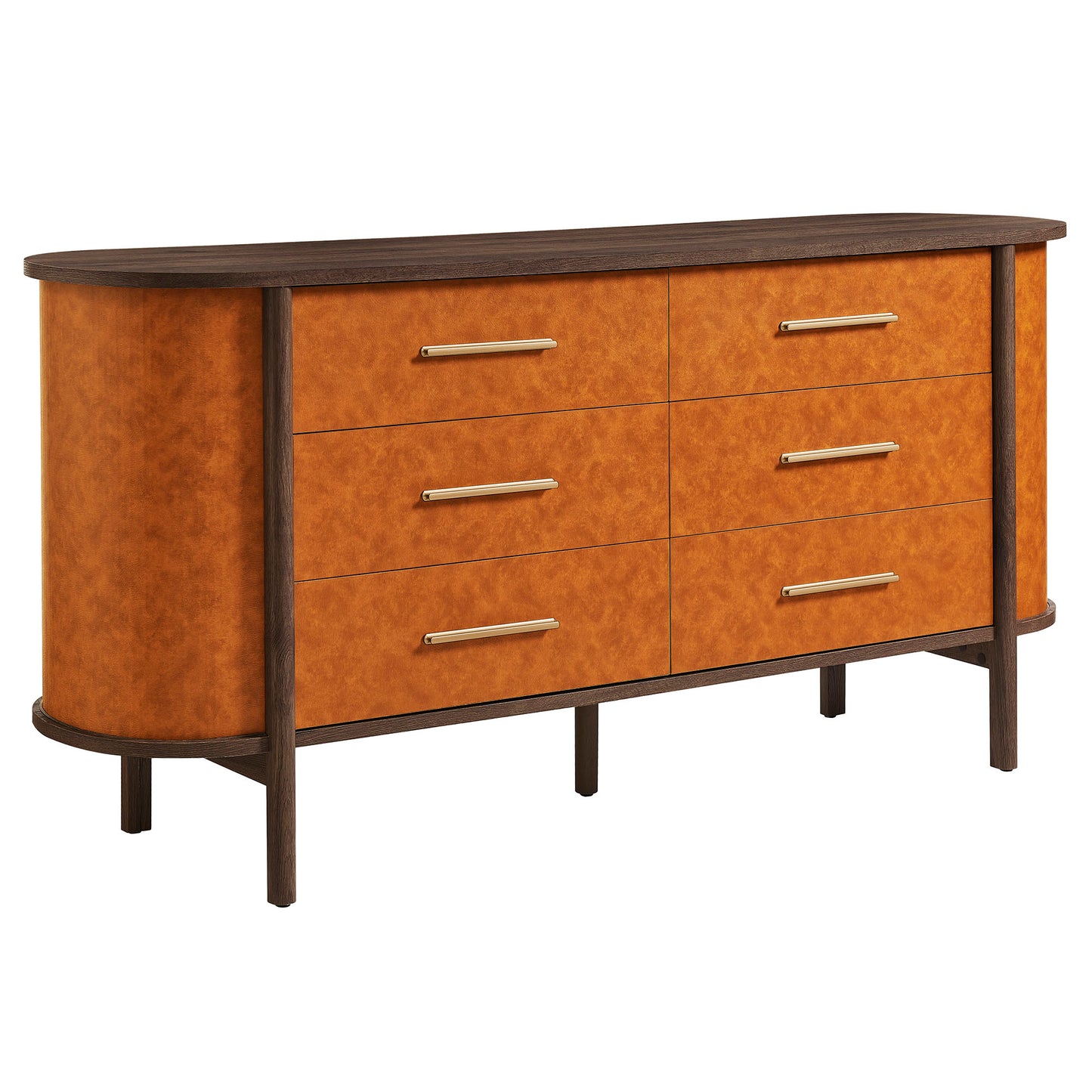 Coralie Curved 6-Drawer Vegan Leather Oval Dresser by Modway MOD-7228-WAL-TAN
