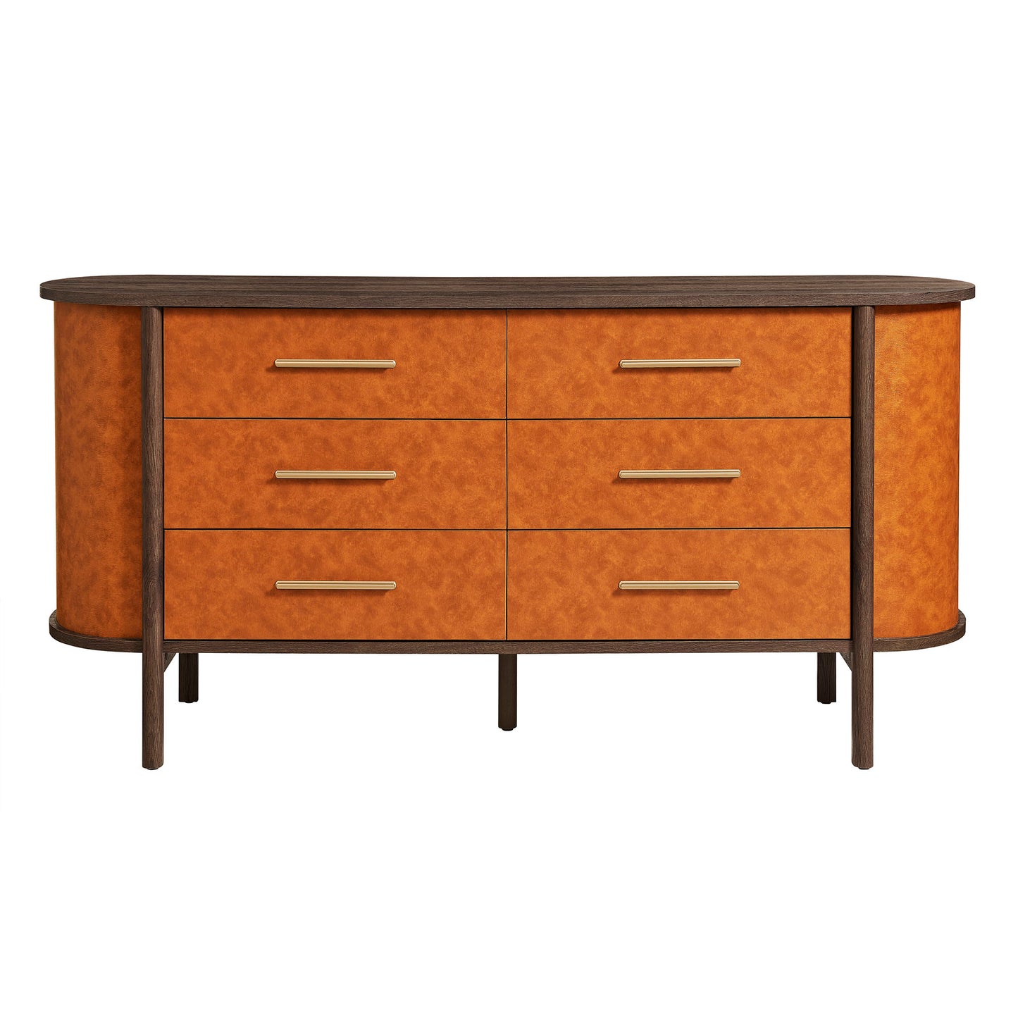 Coralie Curved 6-Drawer Vegan Leather Oval Dresser by Modway MOD-7228-WAL-TAN