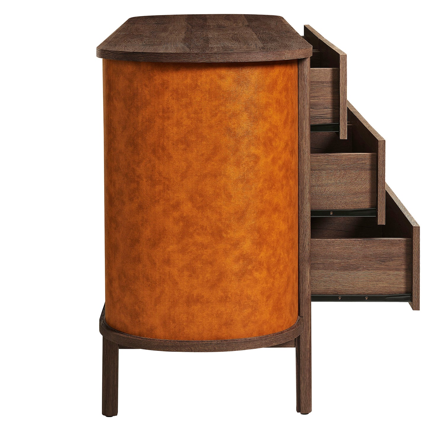 Coralie Curved 6-Drawer Vegan Leather Oval Dresser by Modway MOD-7228-WAL-TAN