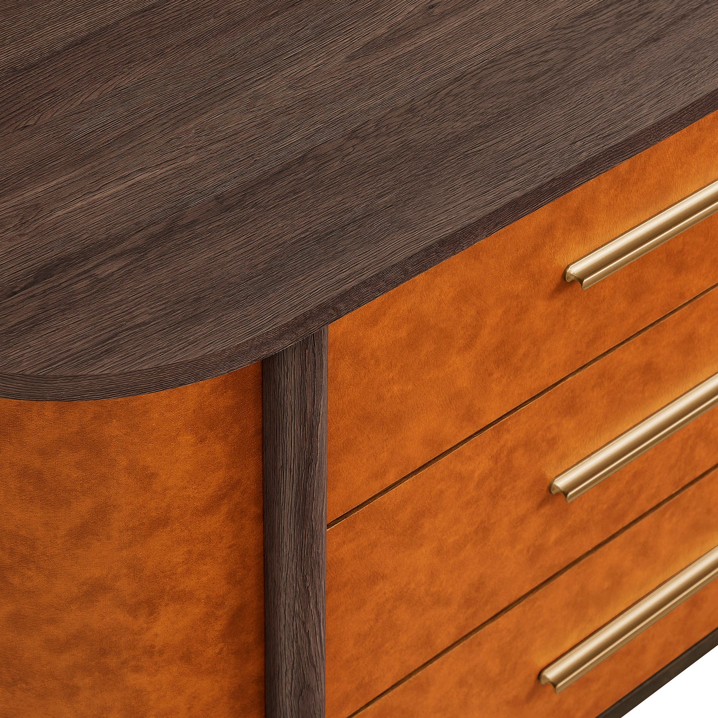 Coralie Curved 6-Drawer Vegan Leather Oval Dresser by Modway MOD-7228-WAL-TAN