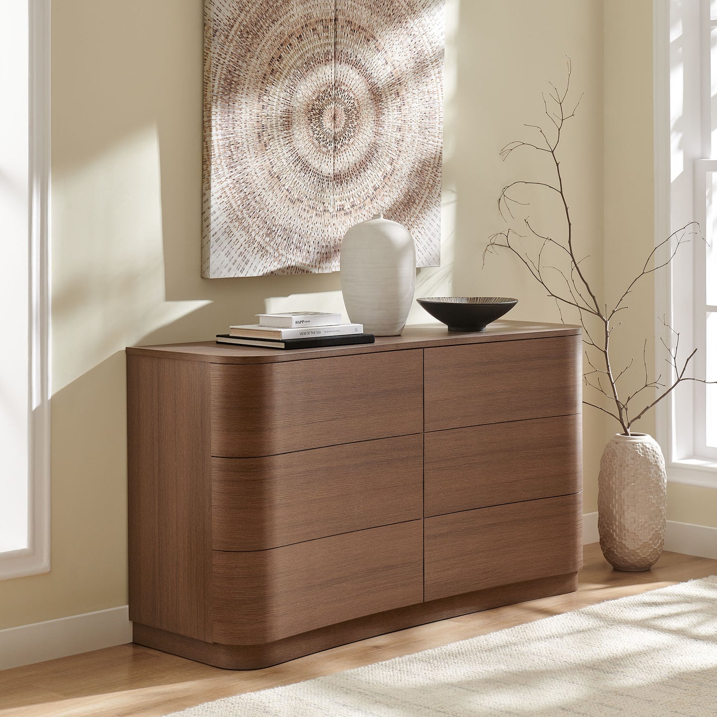 Mirae 6-Drawer Curved Dresser by Modway MOD-7229-BBO