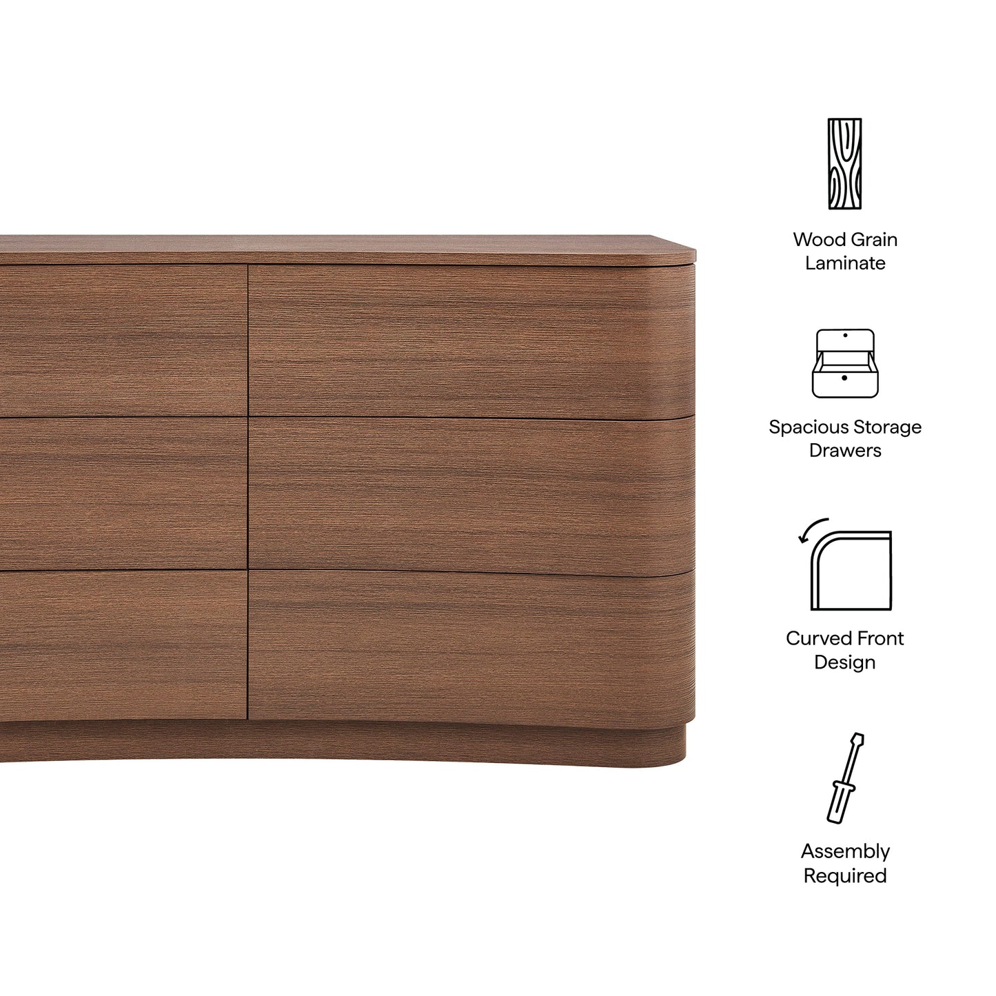 Mirae 6-Drawer Curved Dresser by Modway MOD-7229-BBO