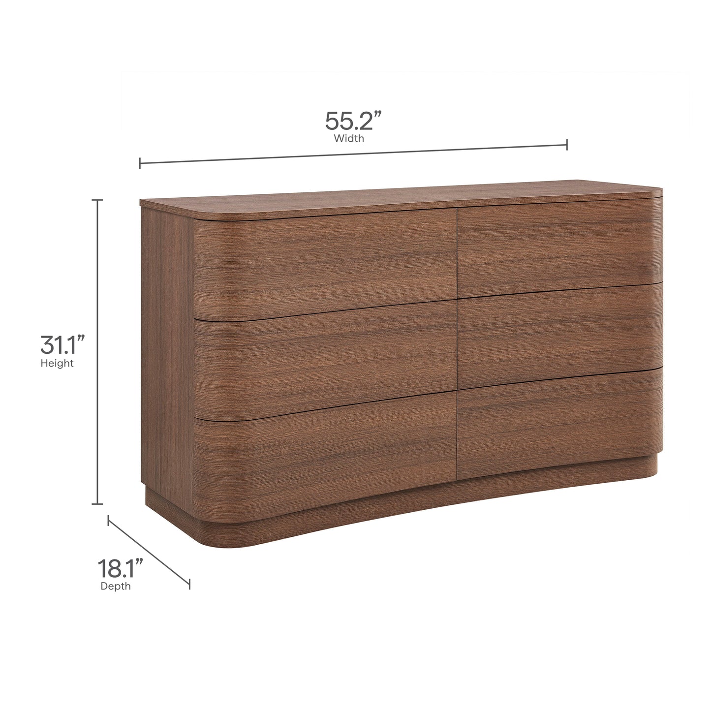 Mirae 6-Drawer Curved Dresser by Modway MOD-7229-BBO