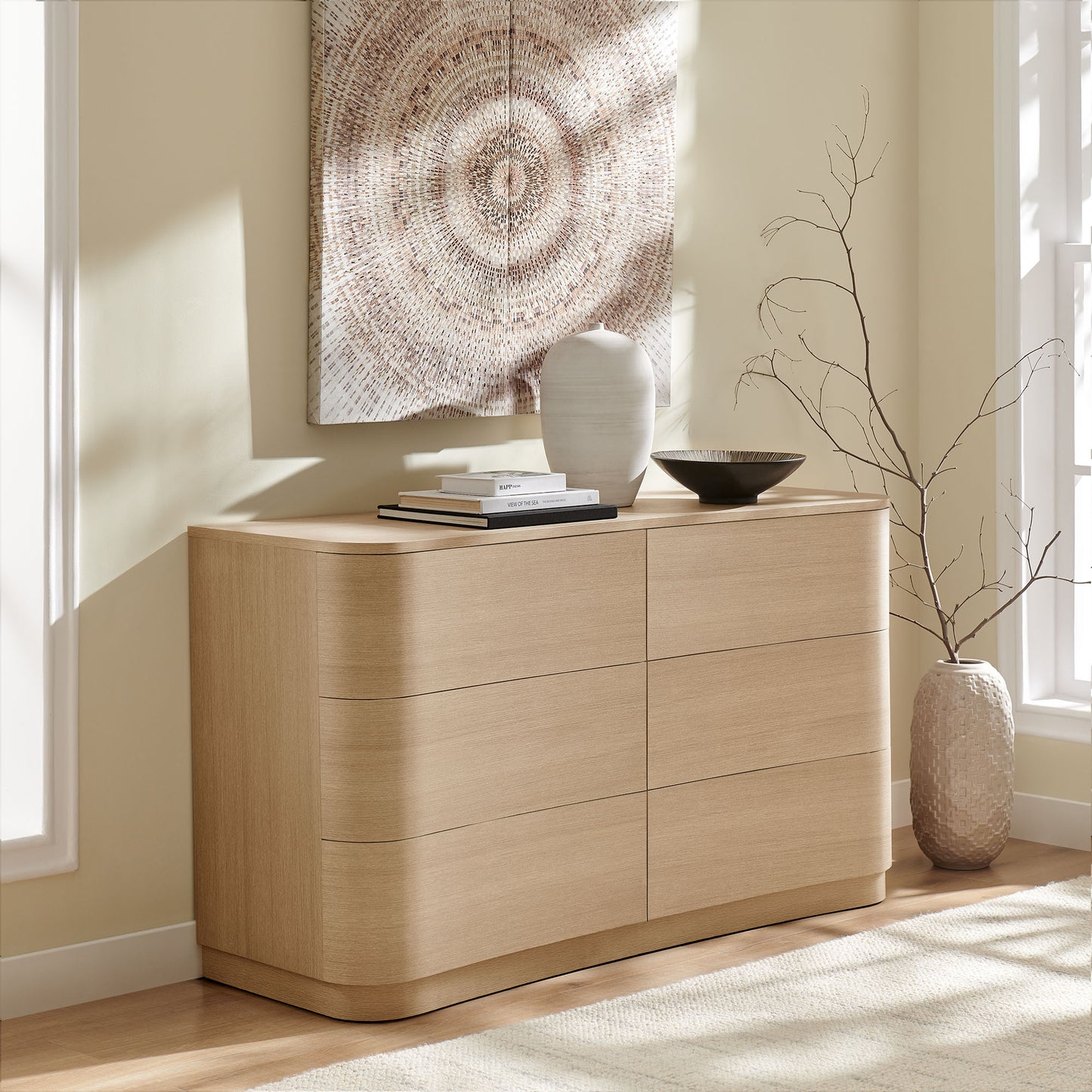Mirae 6-Drawer Curved Dresser by Modway MOD-7229-BOA