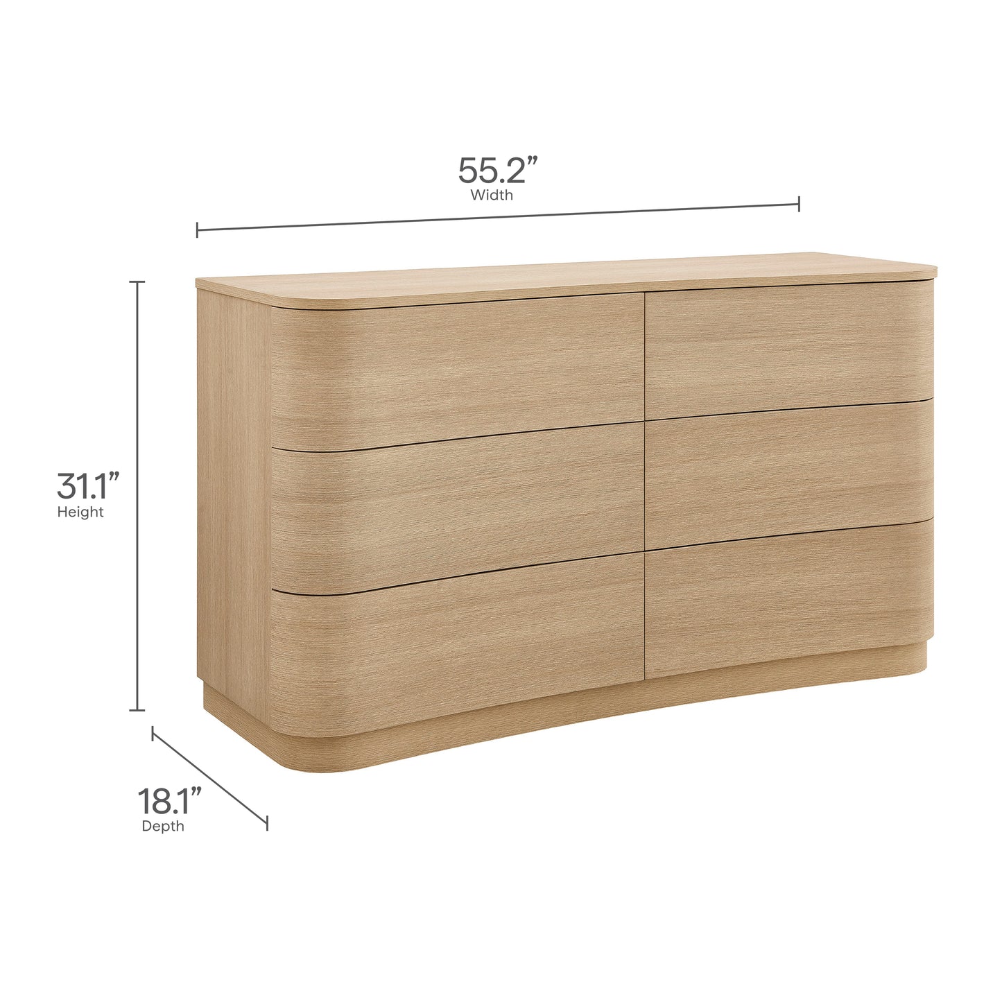 Mirae 6-Drawer Curved Dresser by Modway MOD-7229-BOA