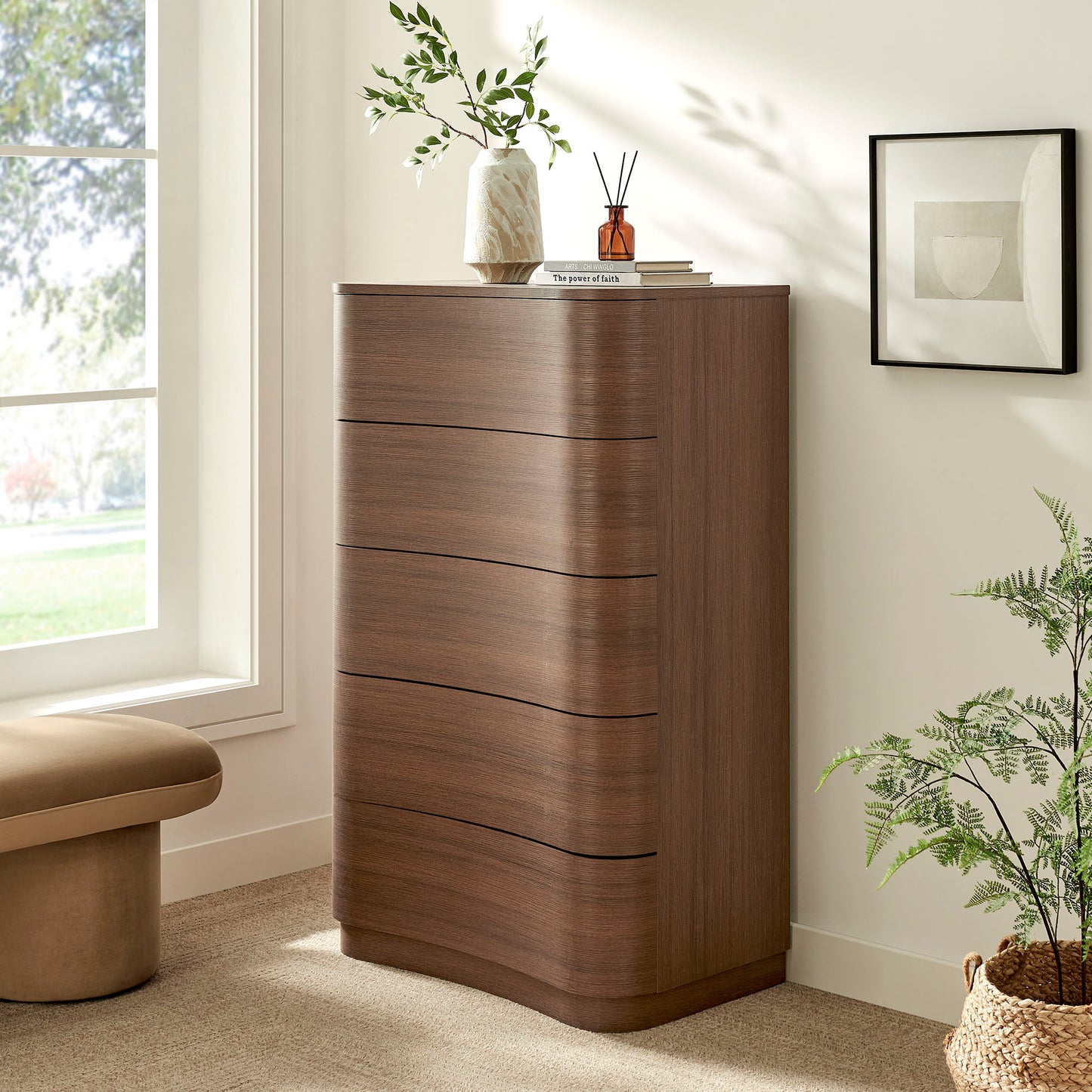 Mirae 5-Drawer Curved Dresser Chest of Drawers by Modway MOD-7231 Modern