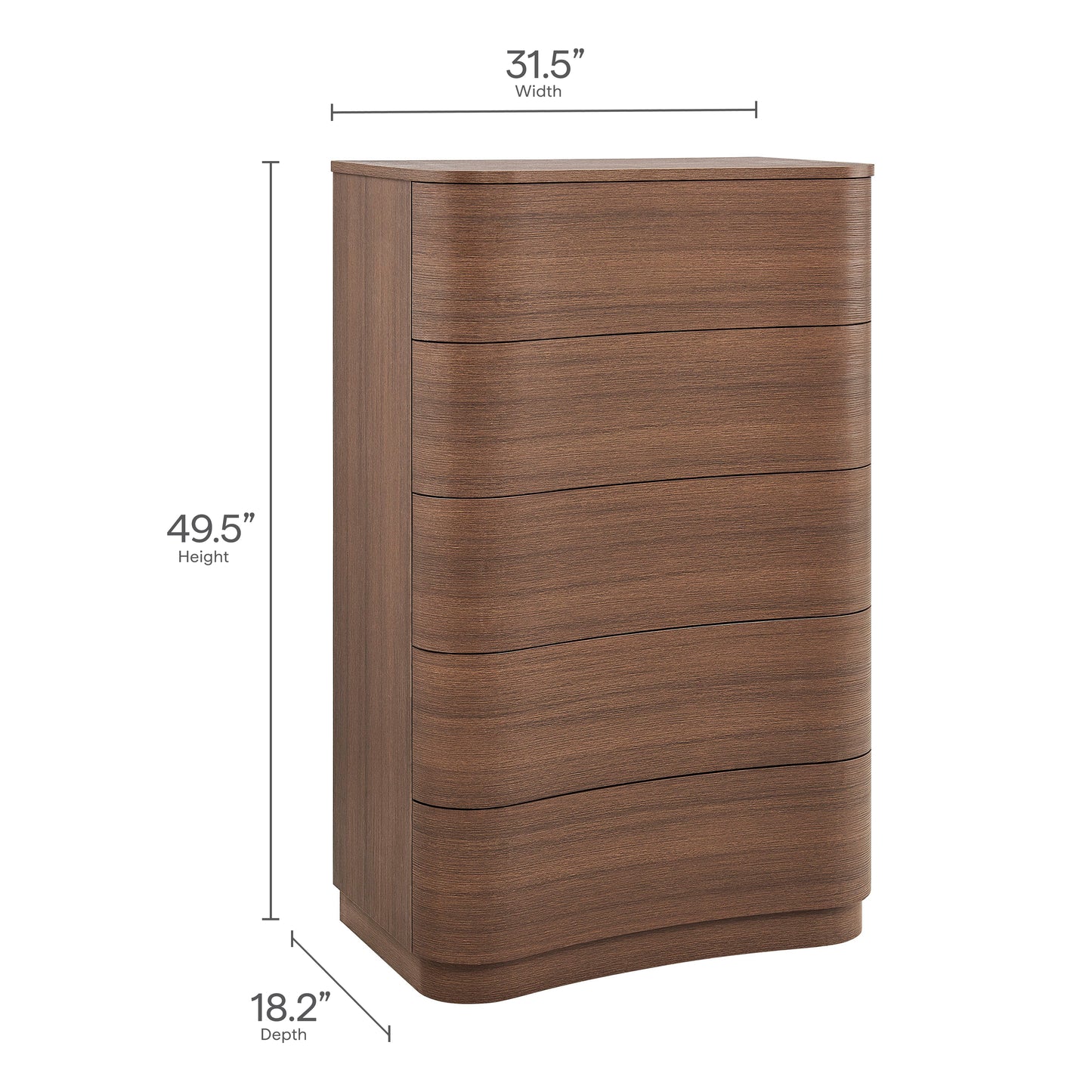 Mirae 5-Drawer Curved Dresser Chest of Drawers by Modway MOD-7231 Modern