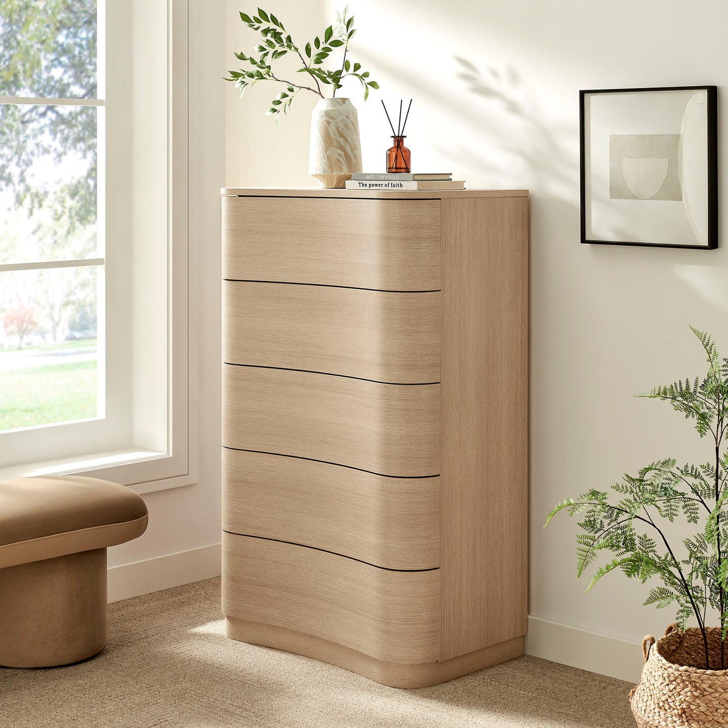 Mirae 5-Drawer Curved Dresser Chest of Drawers by Modway MOD-7231 Modern