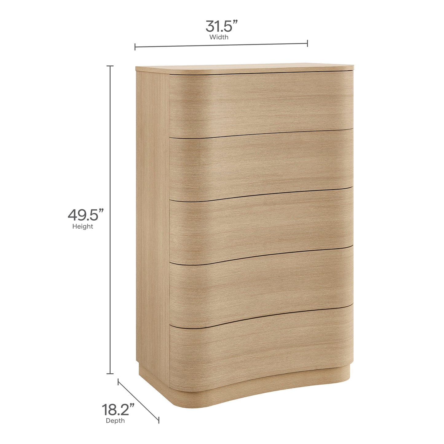 Mirae 5-Drawer Curved Dresser Chest of Drawers by Modway MOD-7231 Modern