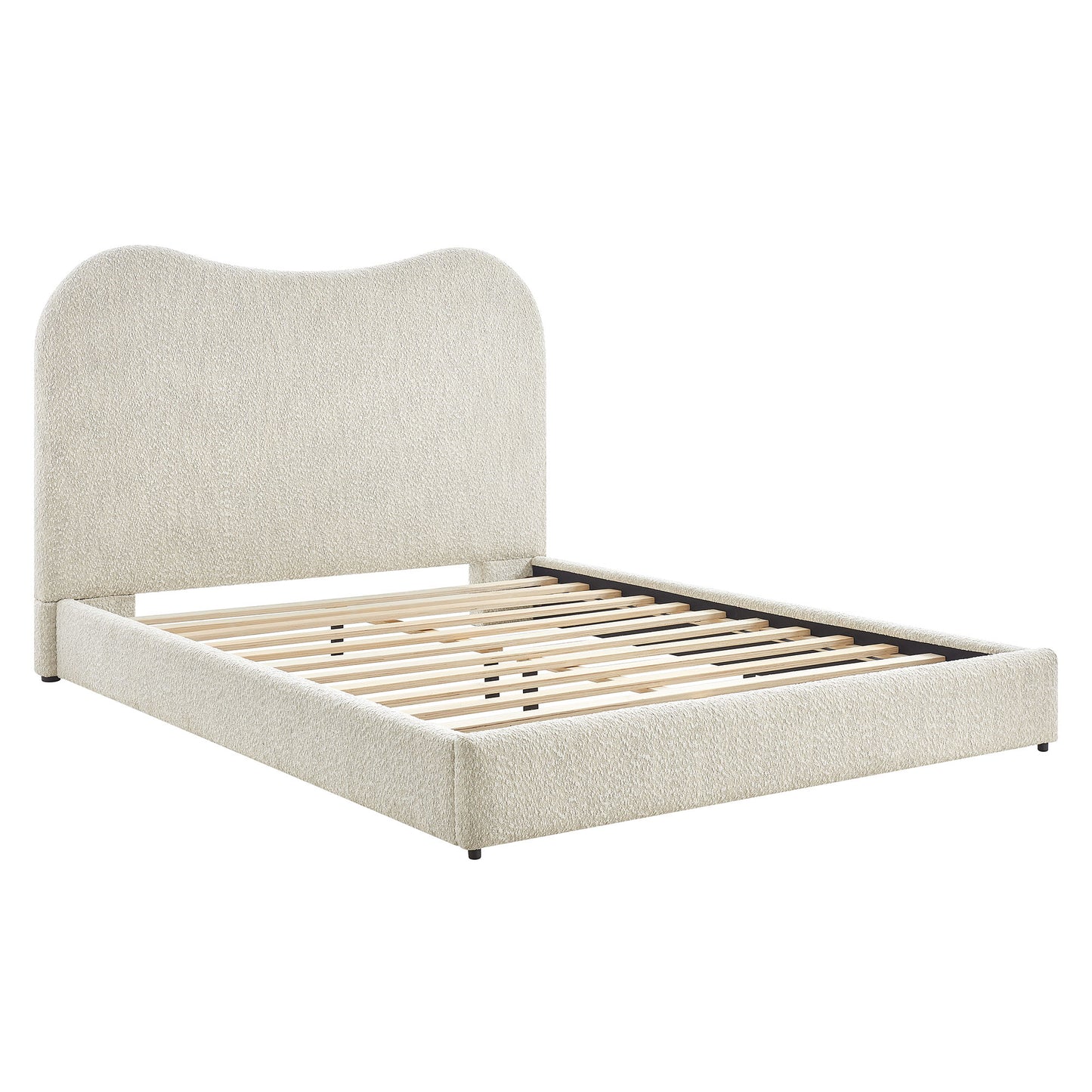 Seluna Boucle Queen Platform Bed by Modway — Upholstered Modern Low-Profile Bed Frame