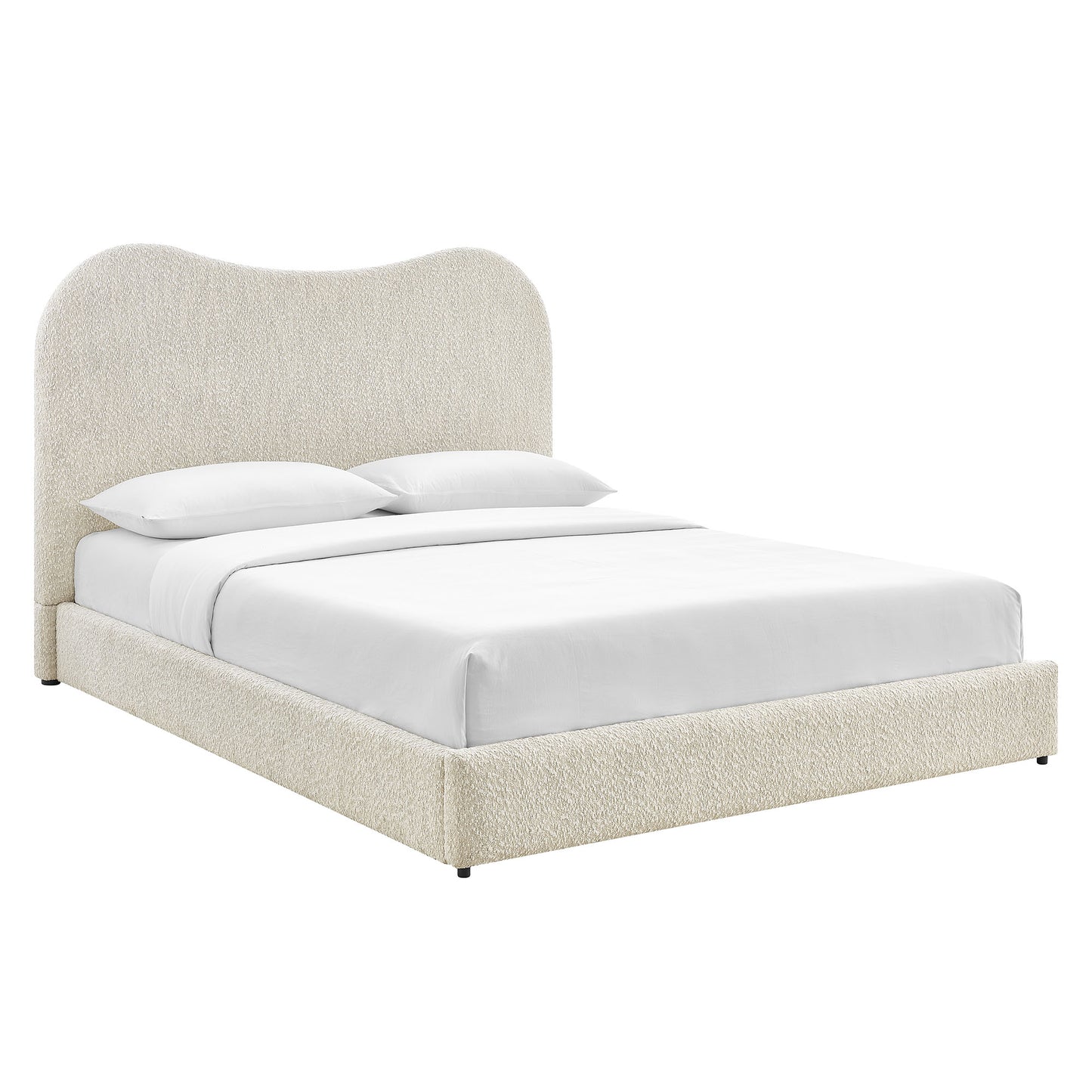 Seluna Boucle Queen Platform Bed by Modway — Upholstered Modern Low-Profile Bed Frame