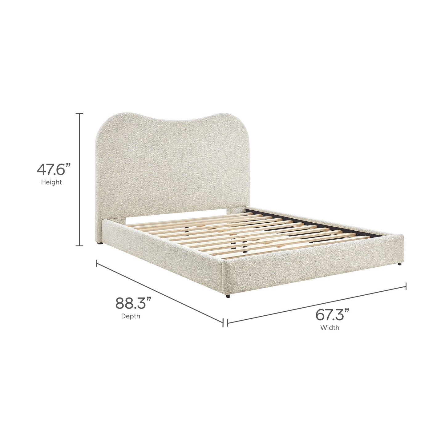 Seluna Boucle Queen Platform Bed by Modway — Upholstered Modern Low-Profile Bed Frame