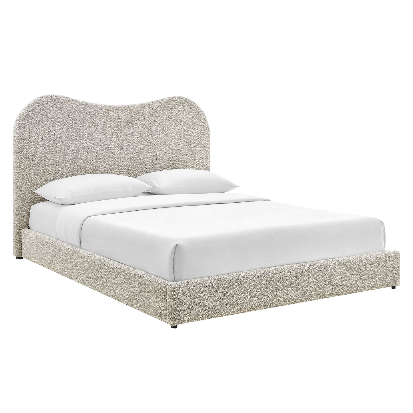 Seluna Boucle Queen Platform Bed by Modway — Upholstered Modern Low-Profile Bed Frame