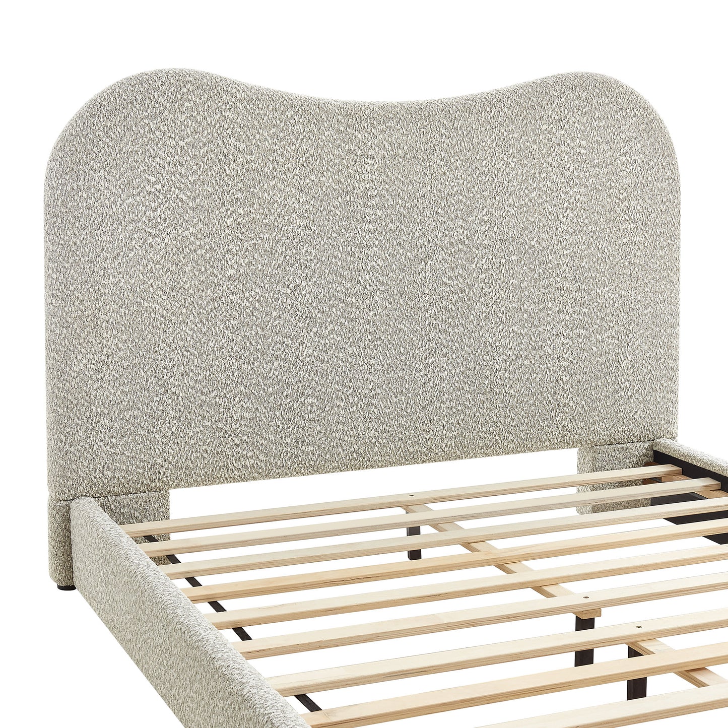 Seluna Boucle Queen Platform Bed by Modway — Upholstered Modern Low-Profile Bed Frame