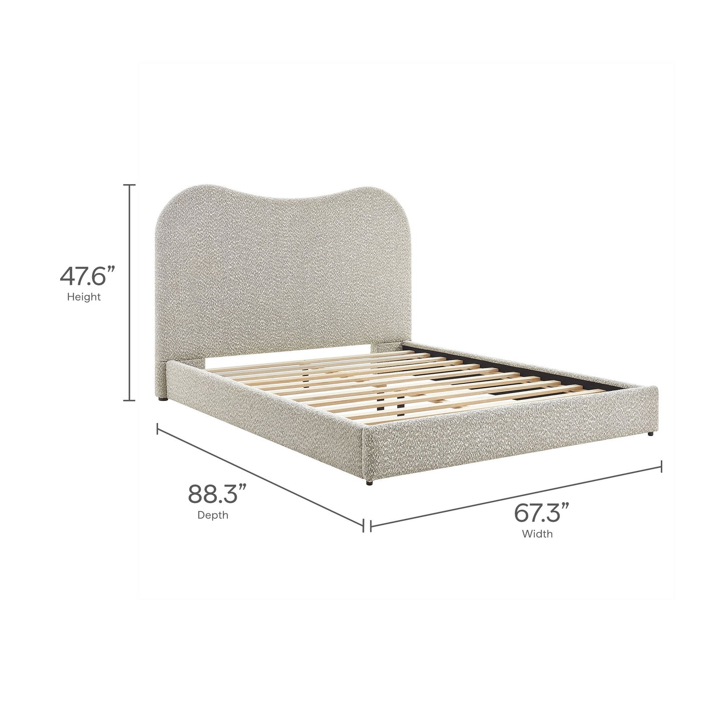 Seluna Boucle Queen Platform Bed by Modway — Upholstered Modern Low-Profile Bed Frame