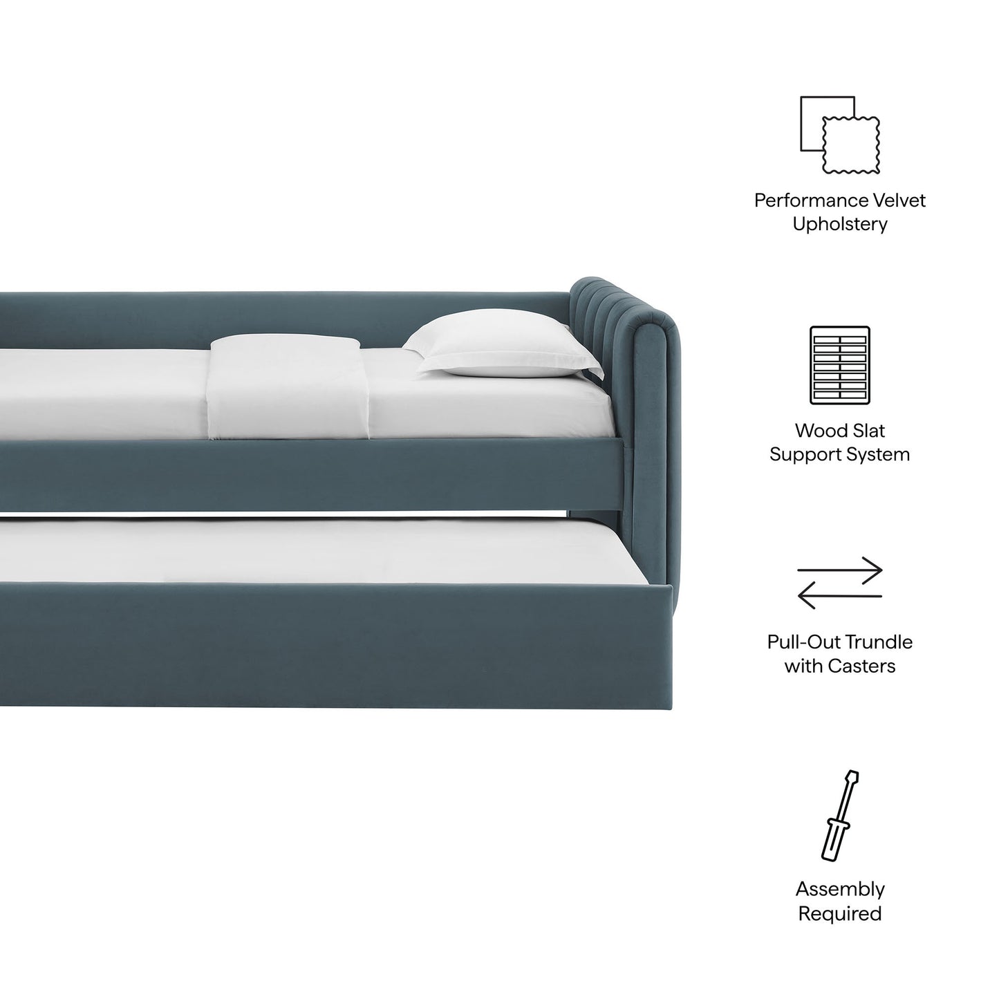 Veyla Channel Tufted Modern Upholstered Twin Daybed with Trundle