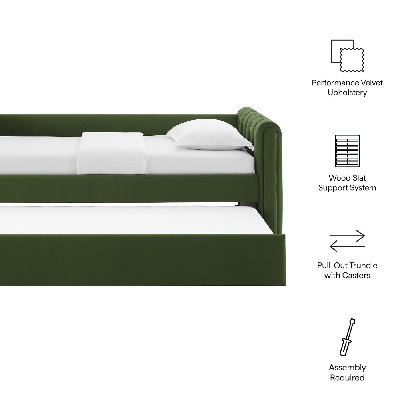 Veyla Channel Tufted Modern Upholstered Twin Daybed with Trundle
