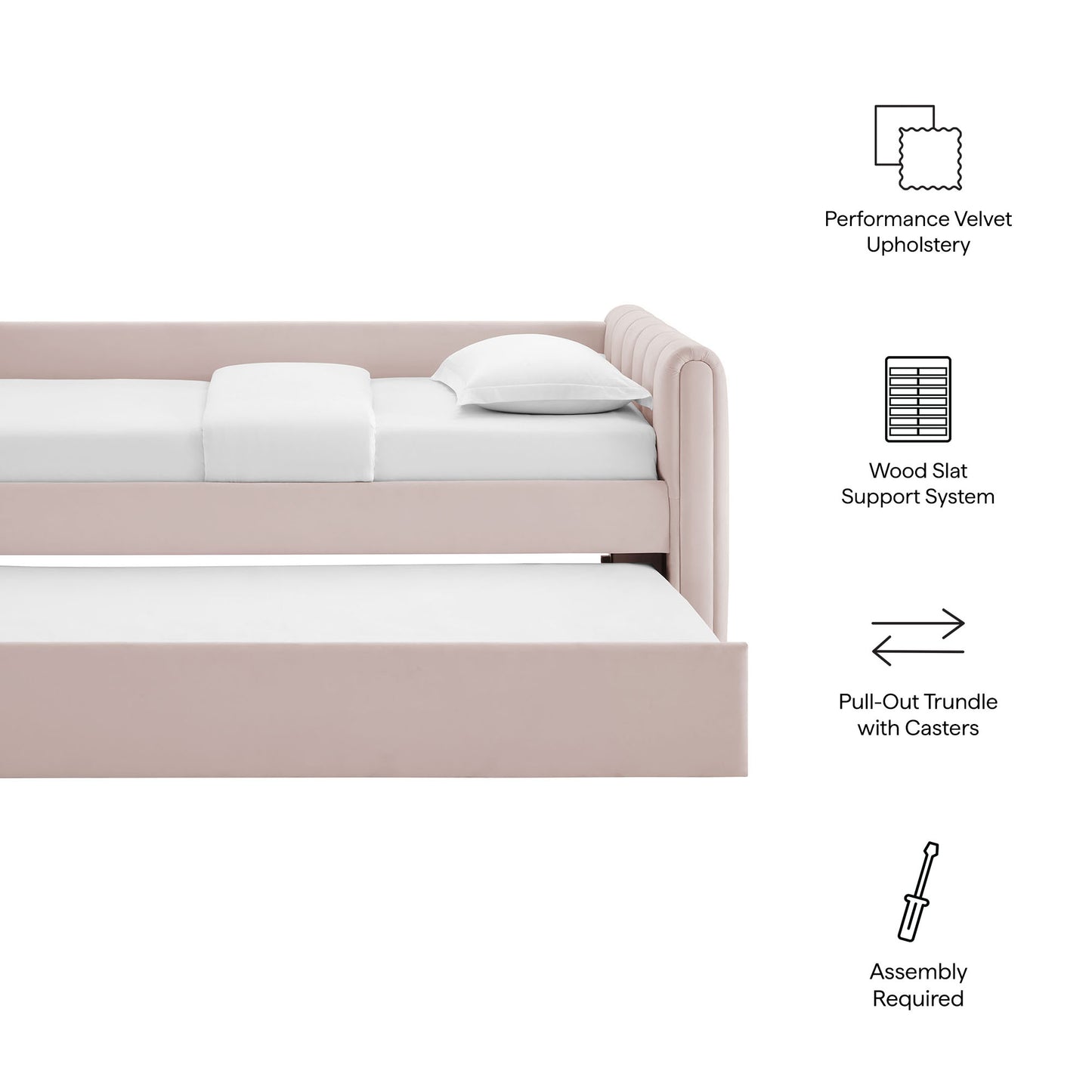 Veyla Channel Tufted Modern Upholstered Twin Daybed with Trundle