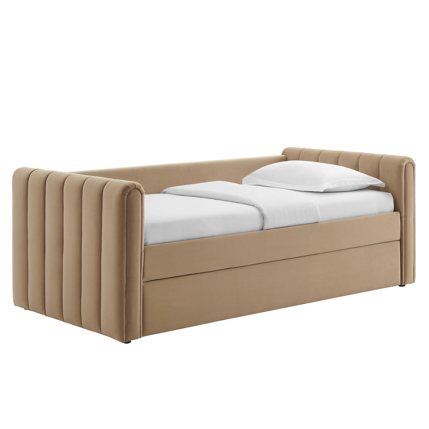 Veyla Channel Tufted Modern Upholstered Twin Daybed with Trundle