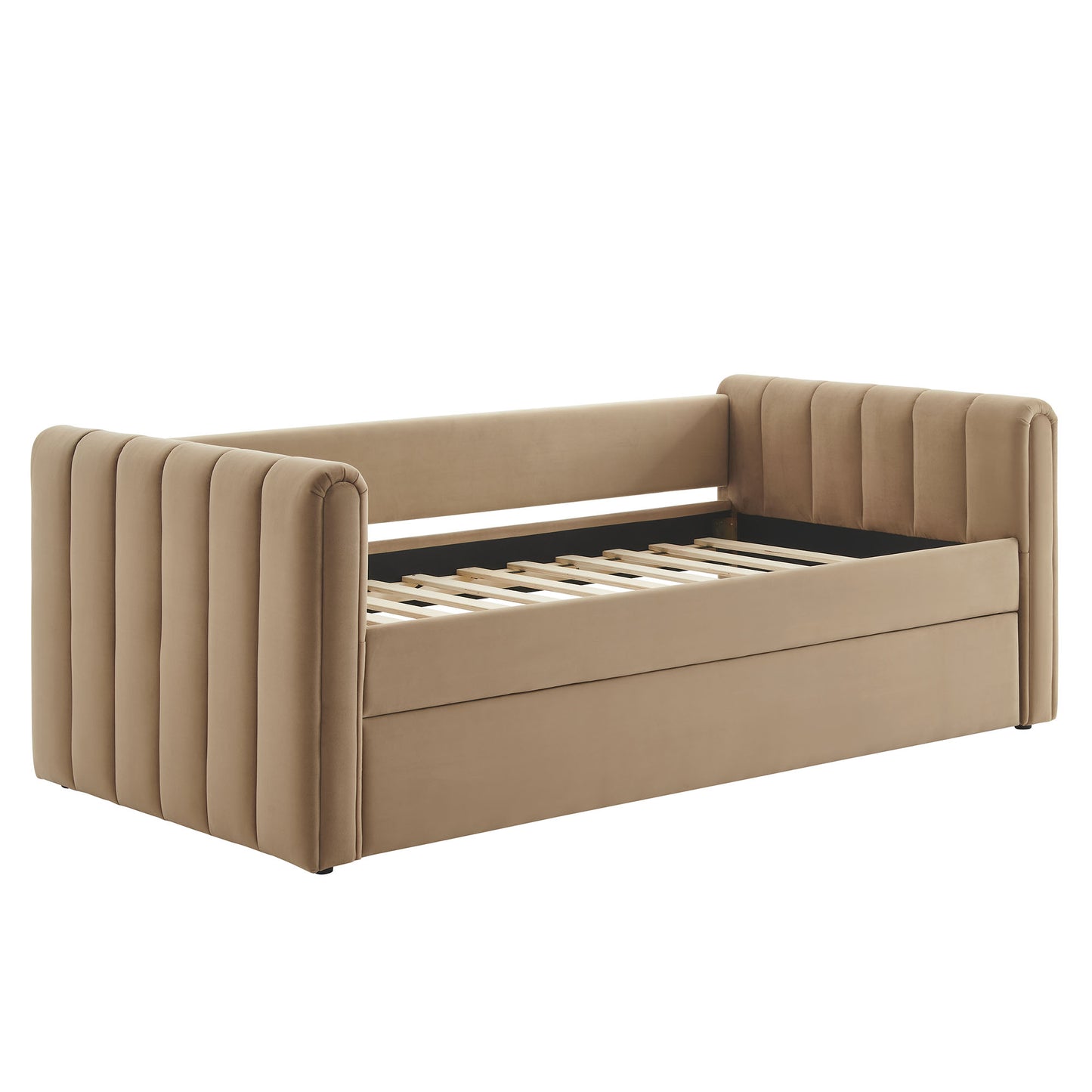 Veyla Channel Tufted Modern Upholstered Twin Daybed with Trundle