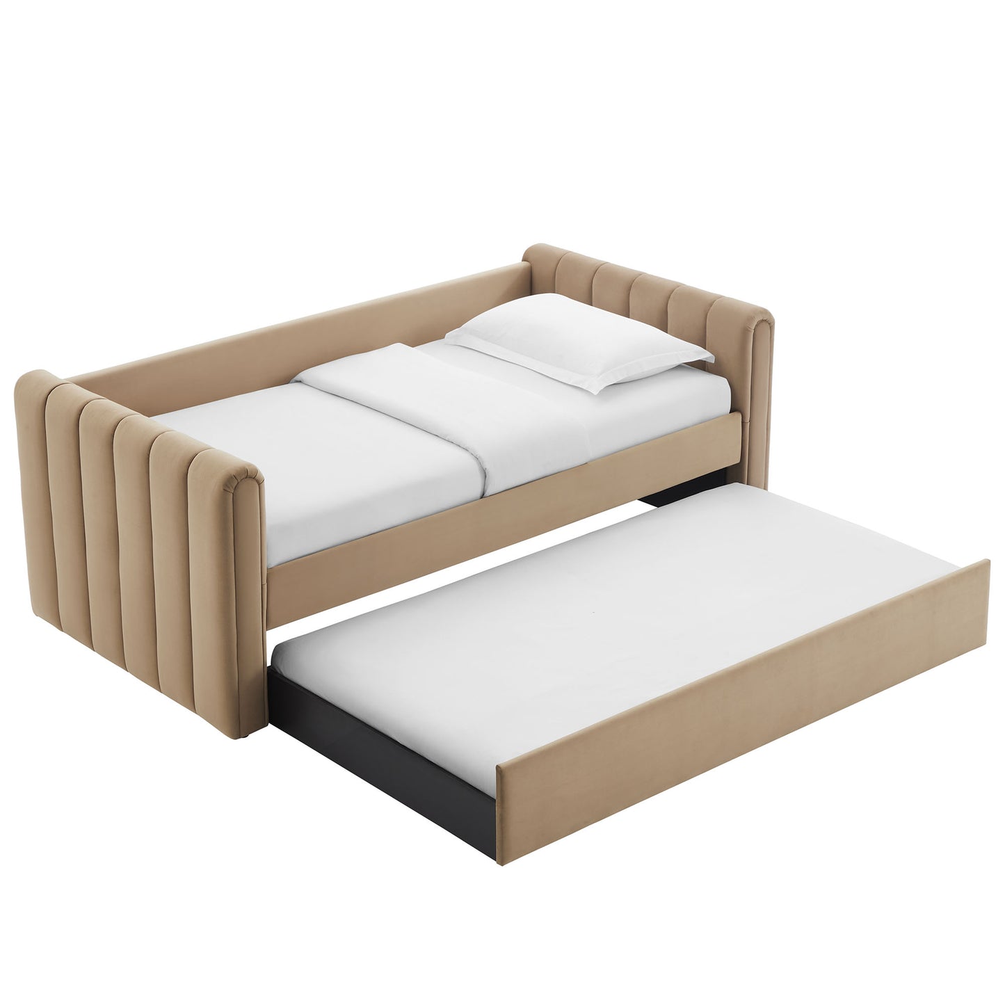 Veyla Channel Tufted Modern Upholstered Twin Daybed with Trundle