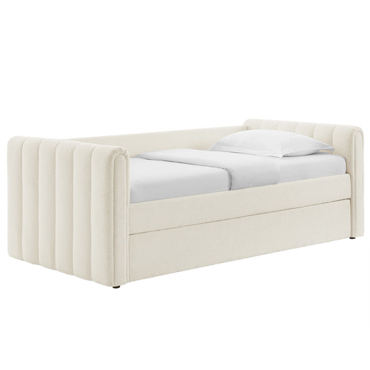 Veyla Channel Tufted Modern Upholstered Twin Daybed with Trundle
