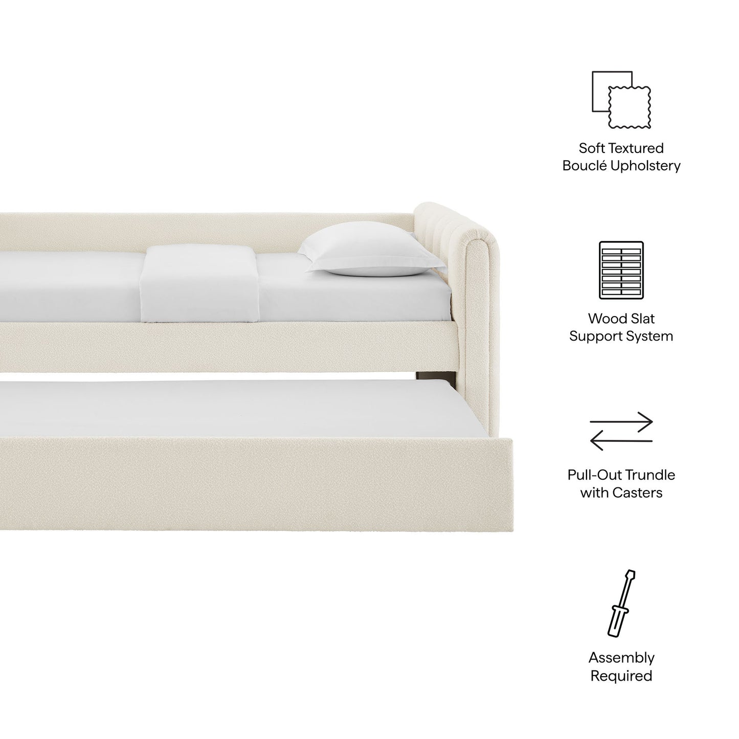Veyla Channel Tufted Modern Upholstered Twin Daybed with Trundle