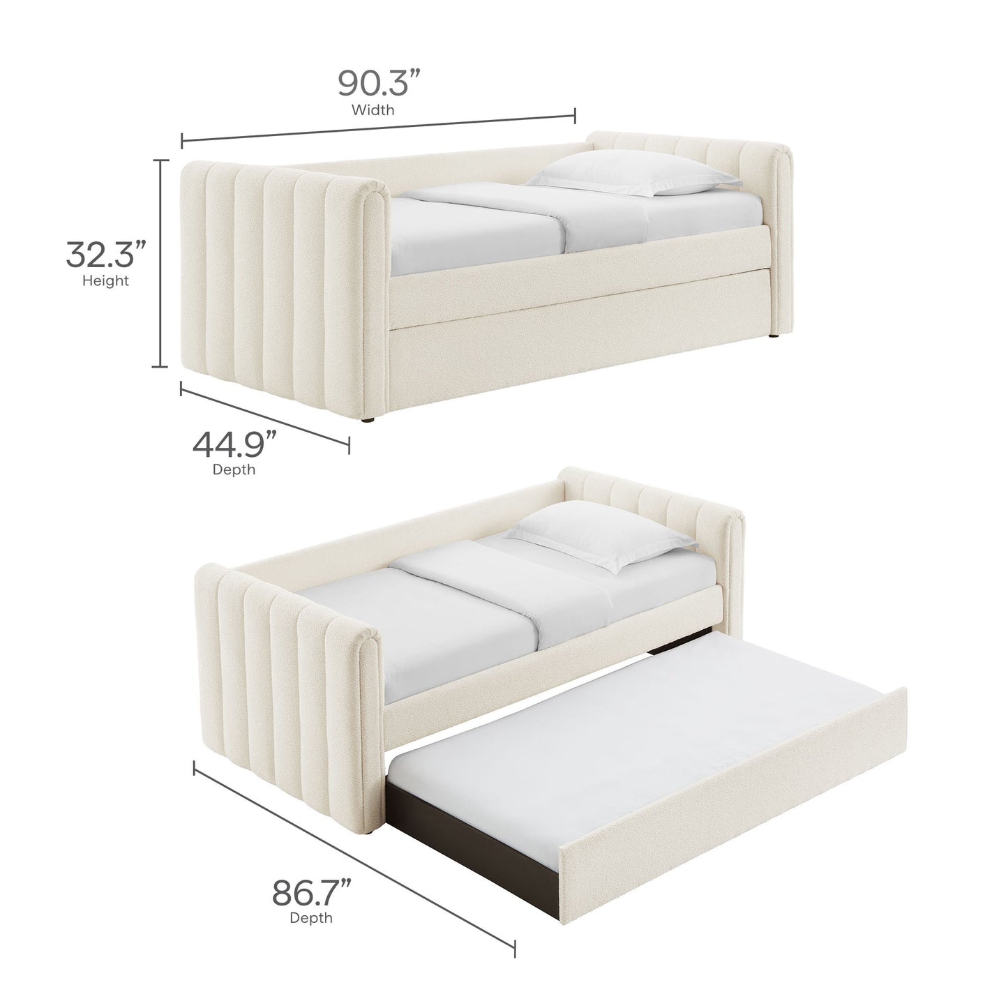 Veyla Channel Tufted Modern Upholstered Twin Daybed with Trundle