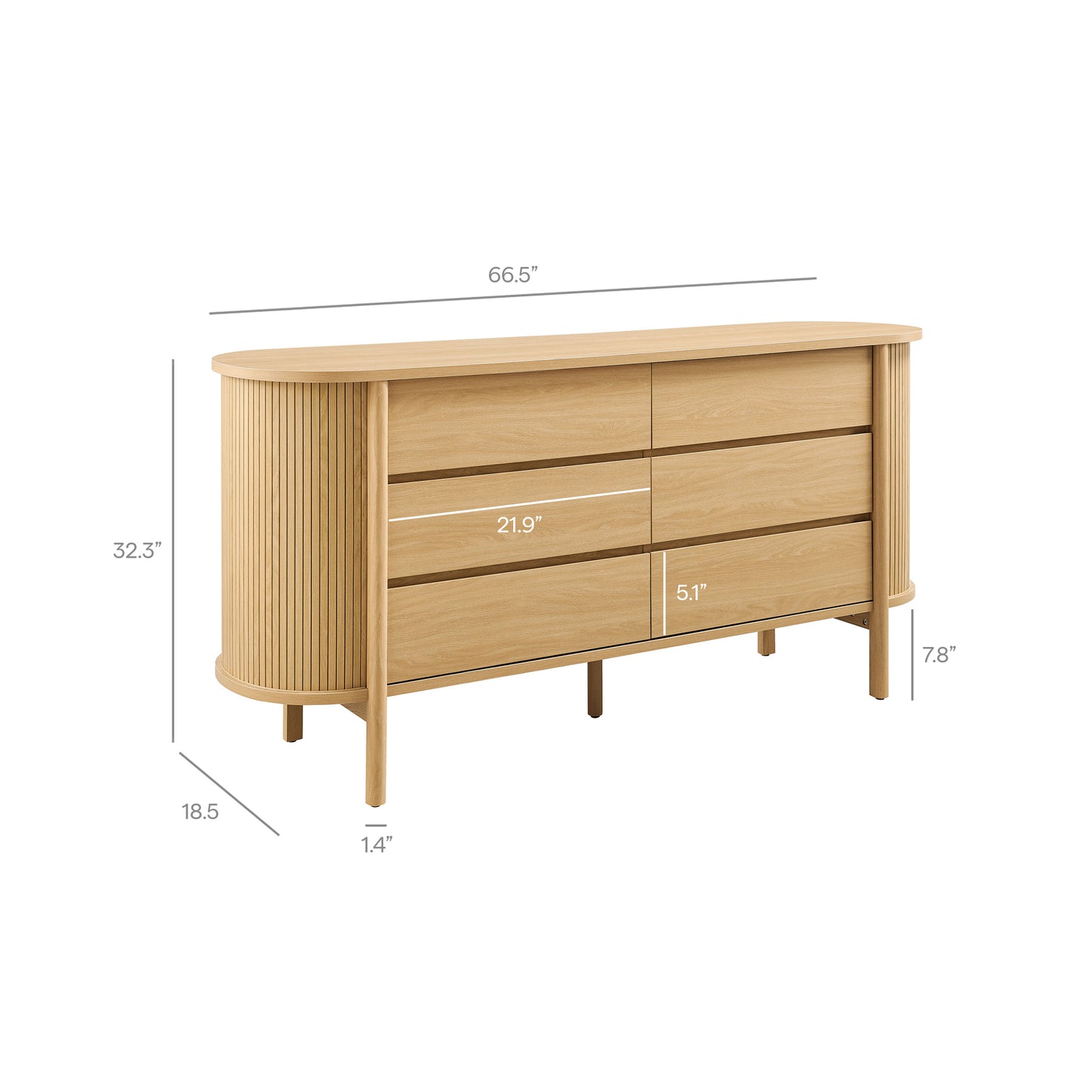 Cadence 6-Drawer Curved Dresser by Modway MOD-7242 Mid-Century Modern Bedroom
