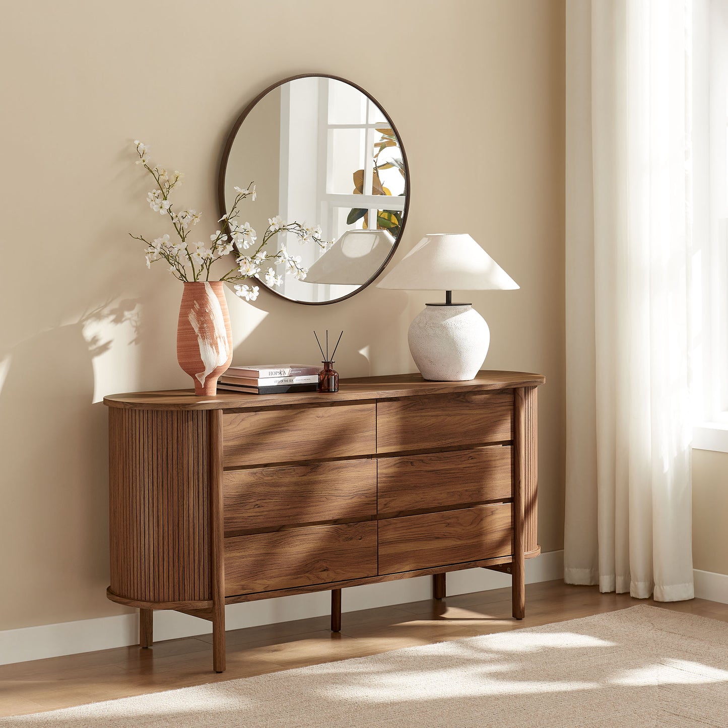 Cadence 6-Drawer Curved Dresser by Modway MOD-7242 Mid-Century Modern Bedroom