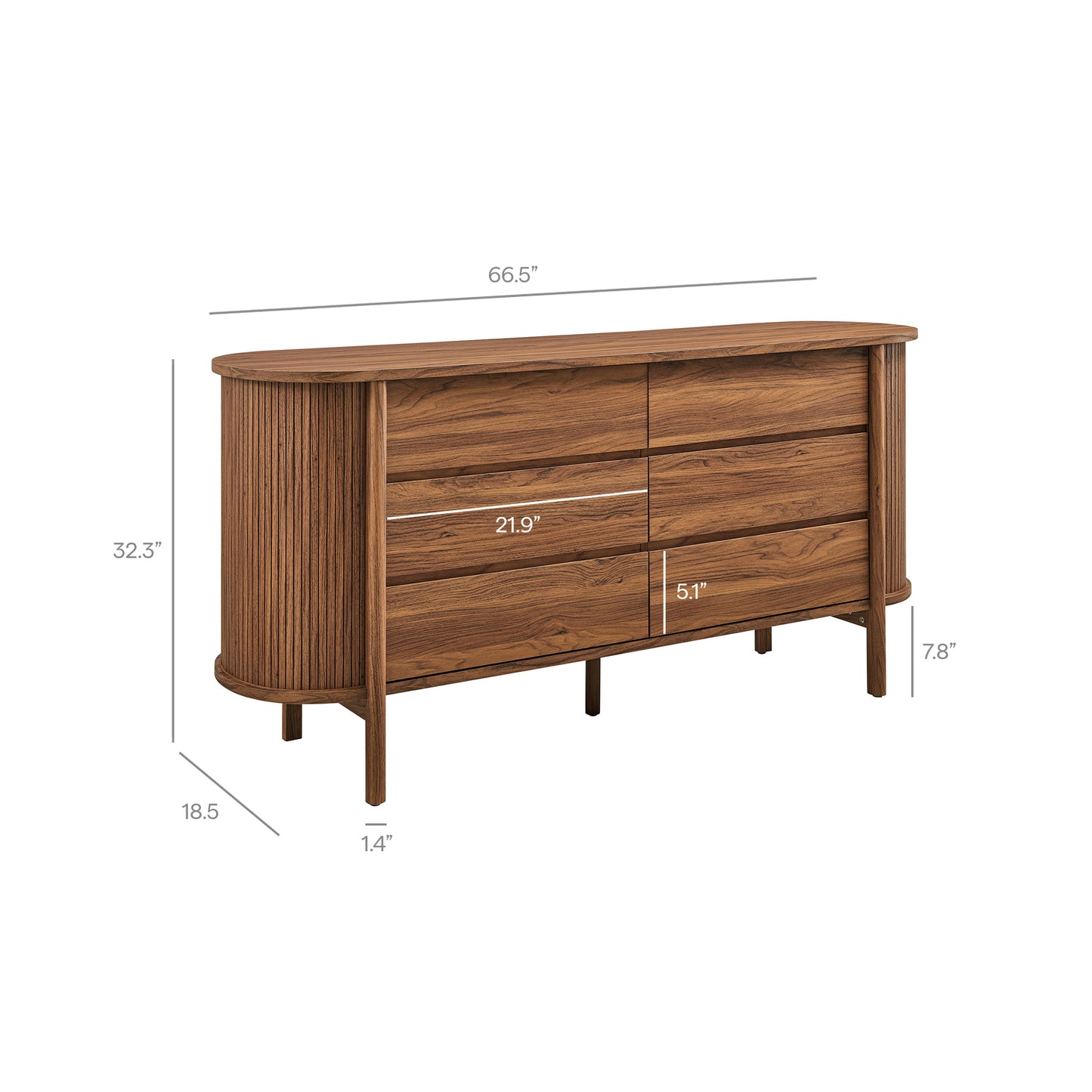 Cadence 6-Drawer Curved Dresser by Modway MOD-7242 Mid-Century Modern Bedroom