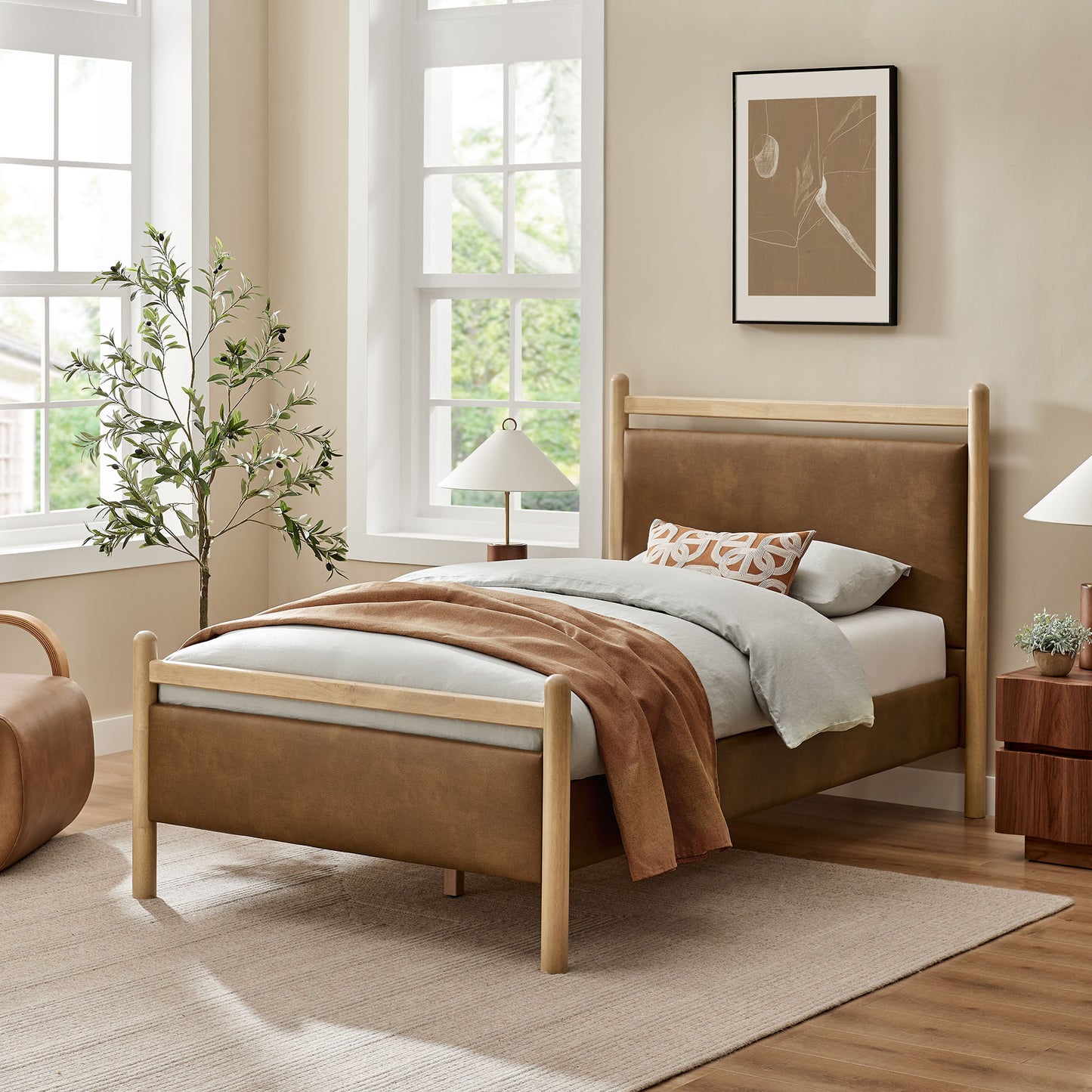 Ginny Twin Size Vegan Leather Platform Bed Frame by Modway