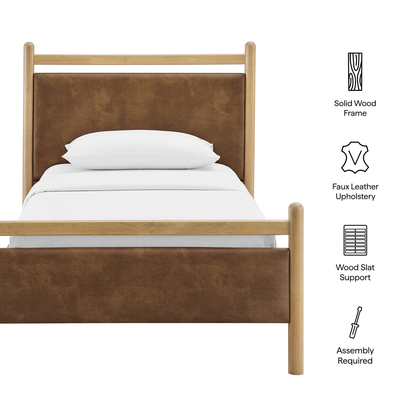 Ginny Twin Size Vegan Leather Platform Bed Frame by Modway