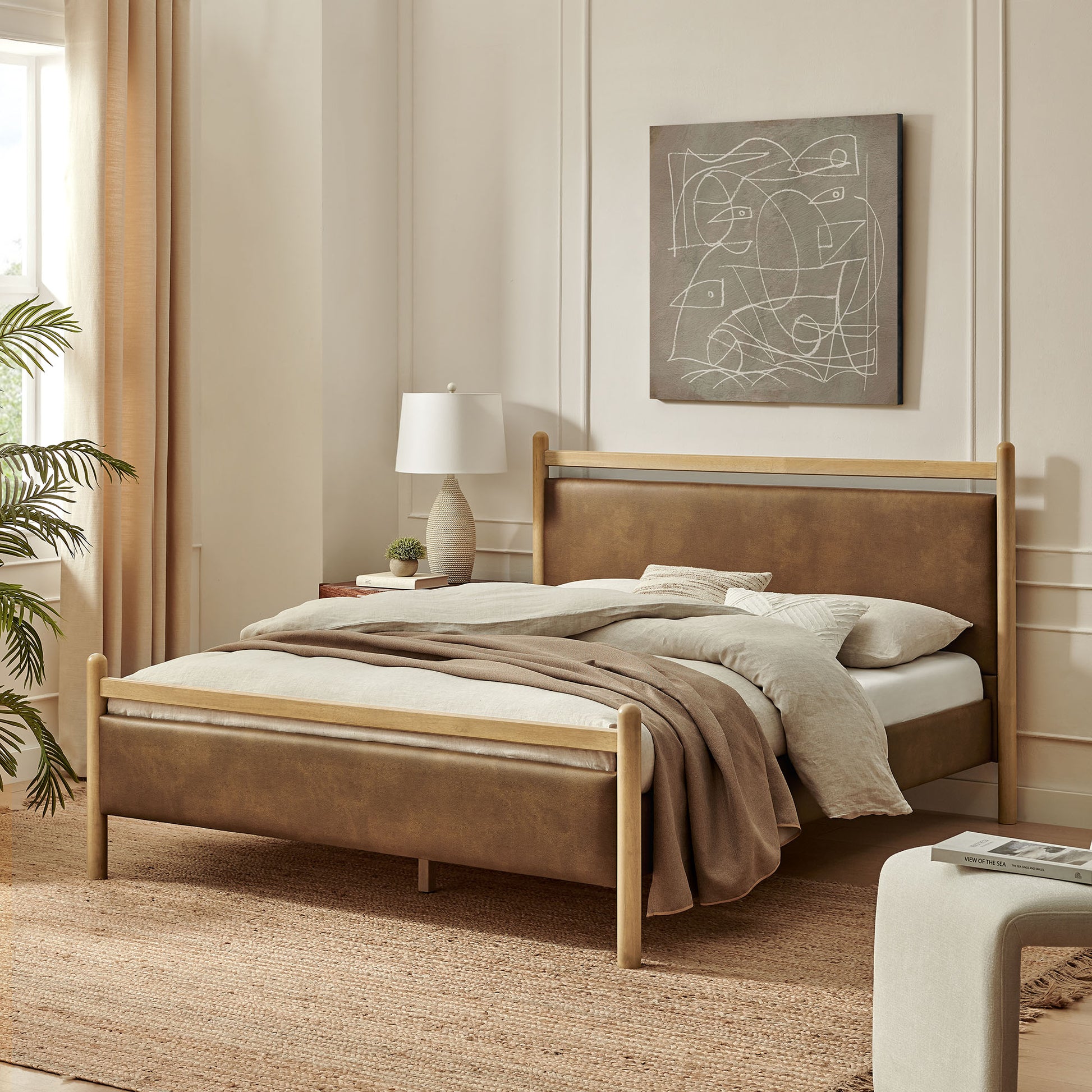 Ginny Queen Size Vegan Leather Platform Bed Frame by Modway
