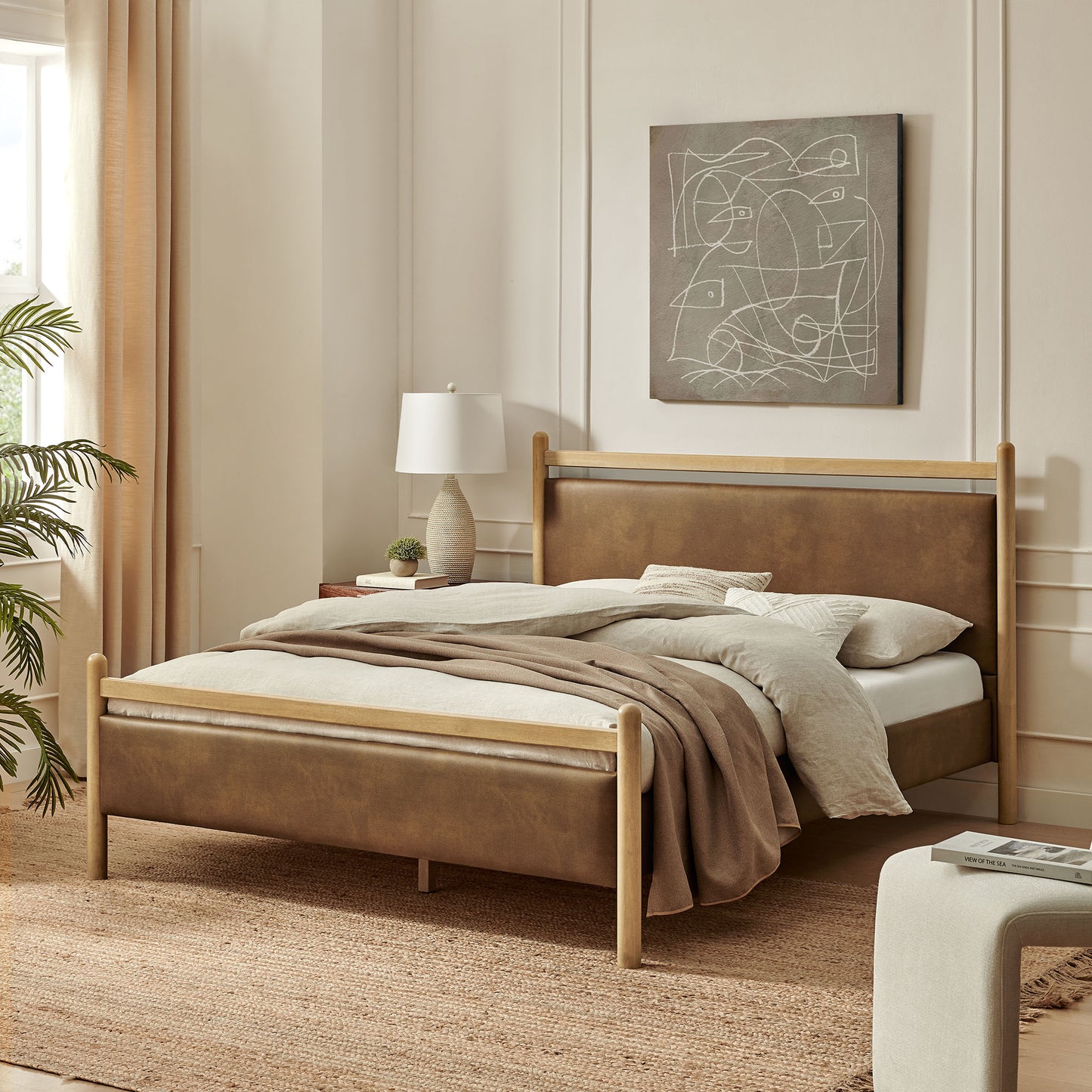 Ginny King Size Vegan Leather Platform Bed Frame by Modway