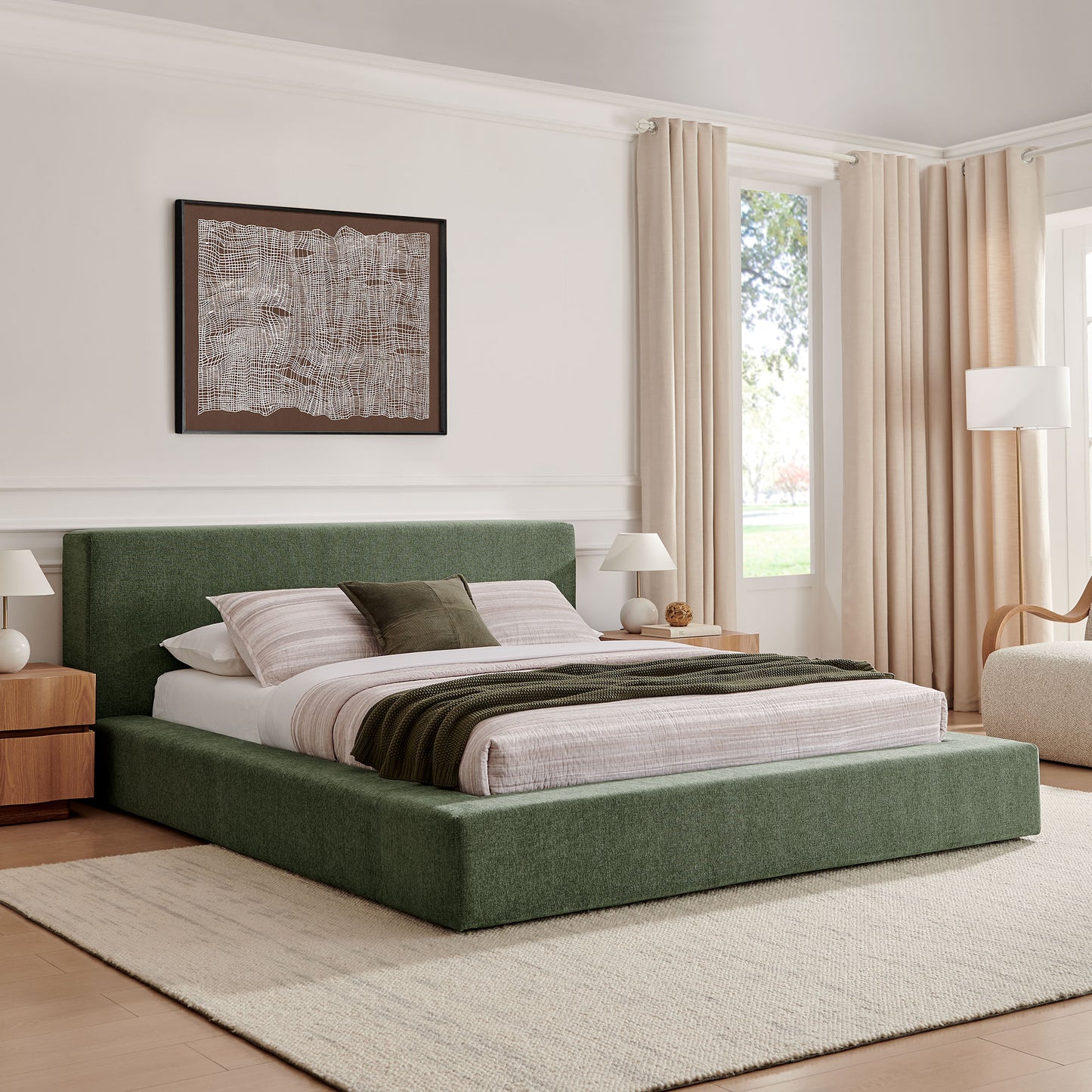 Luma Chenille Upholstered Queen Platform Bed Frame by Modway