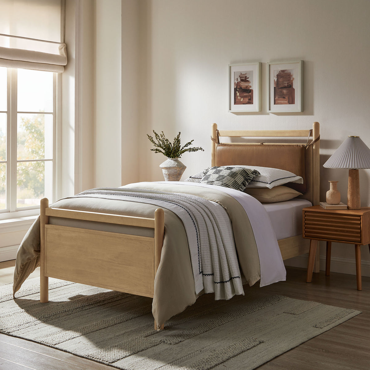 Leni Twin Size Vegan Leather and Wood Platform Bed Frame by Modway