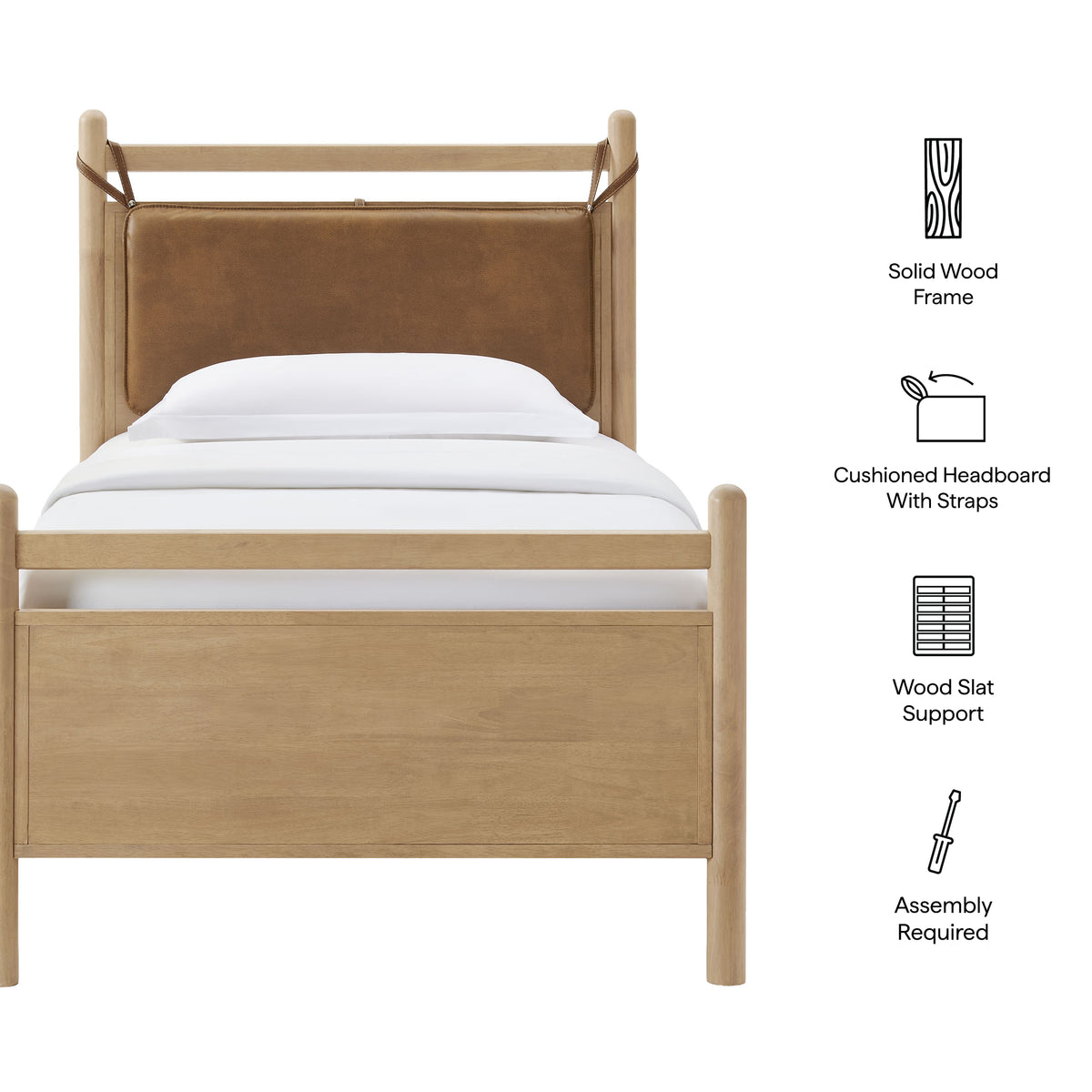 Leni Twin Size Vegan Leather and Wood Platform Bed Frame by Modway