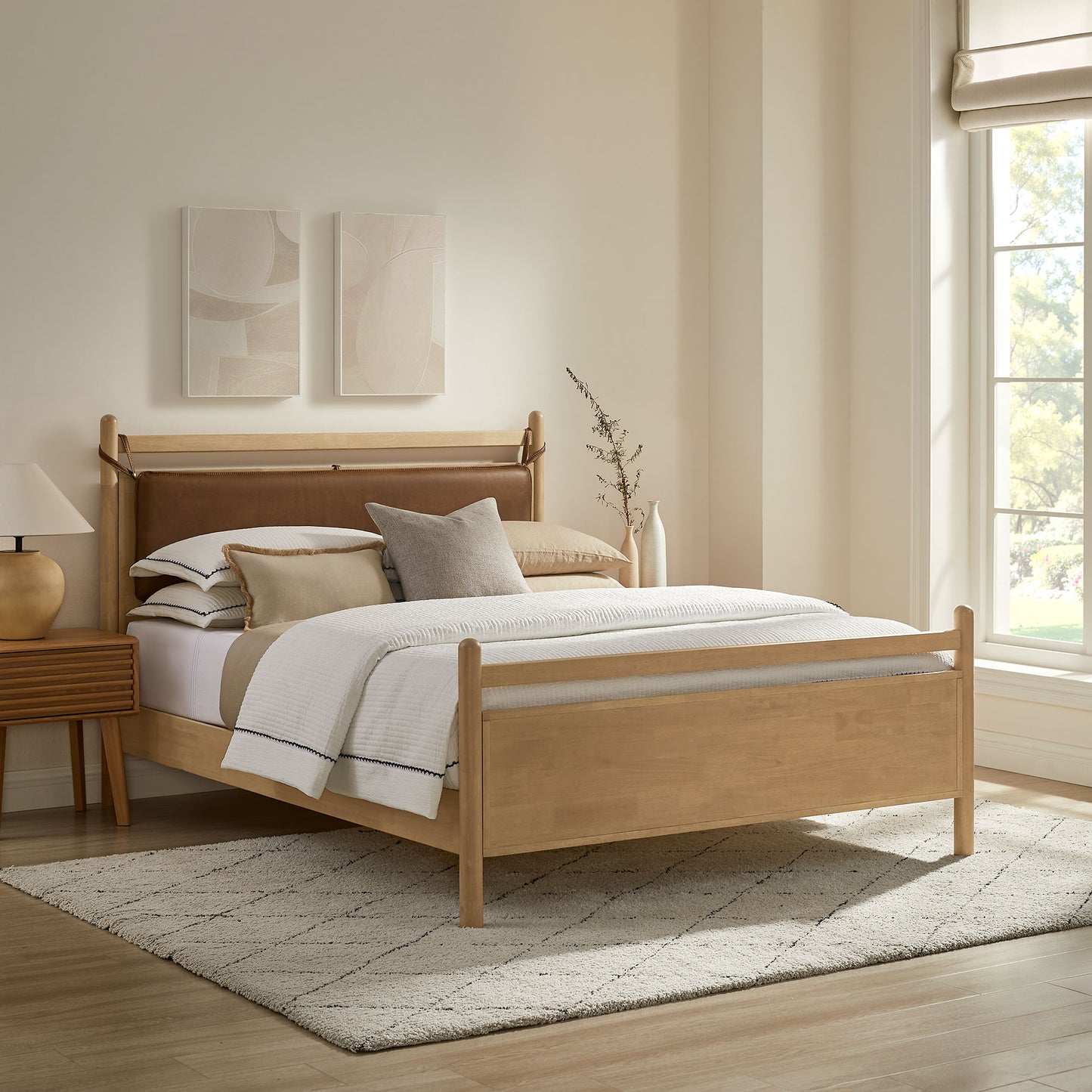 Leni Full Size Vegan Leather and Wood Platform Bed Frame by Modway
