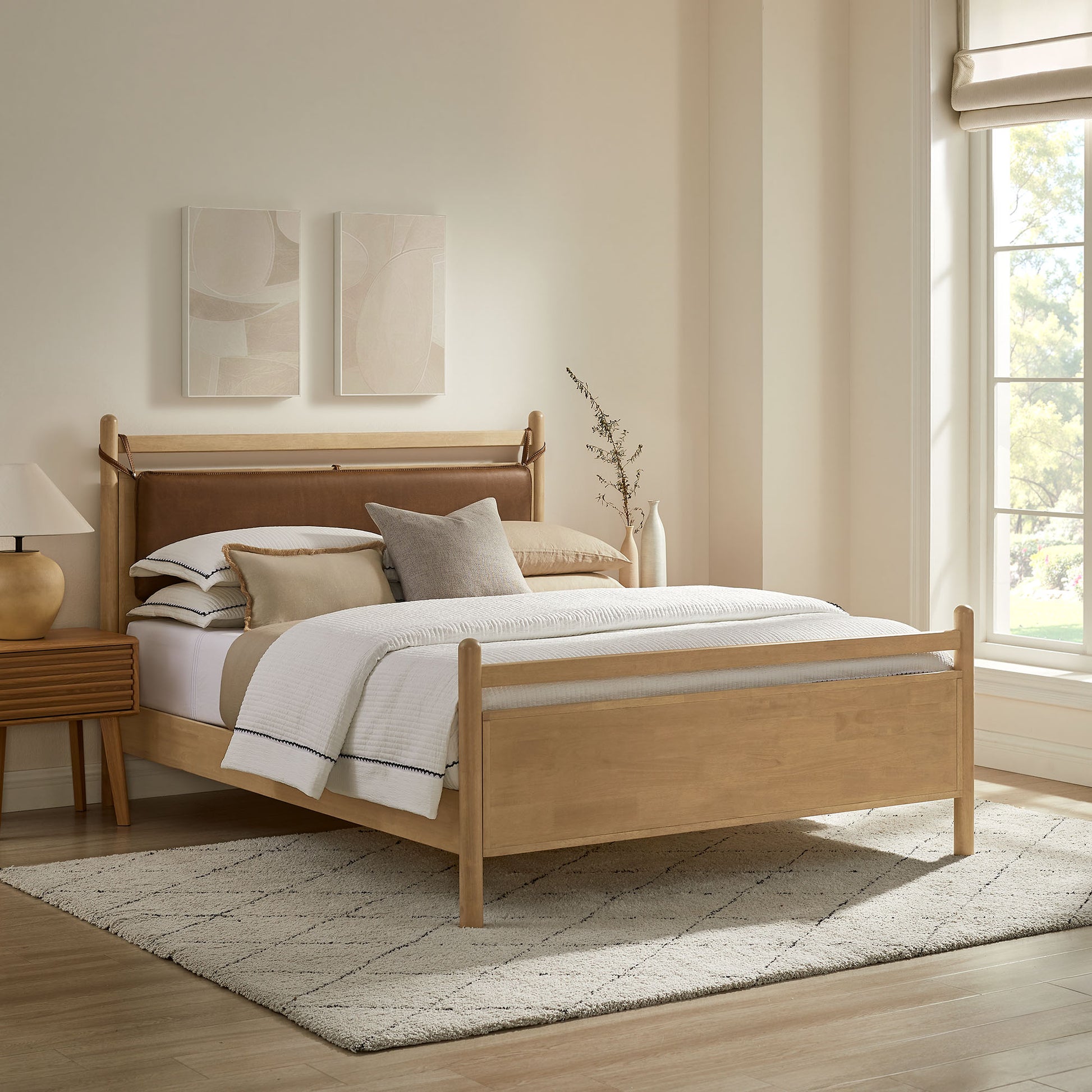 Leni Full Size Vegan Leather and Wood Platform Bed Frame by Modway