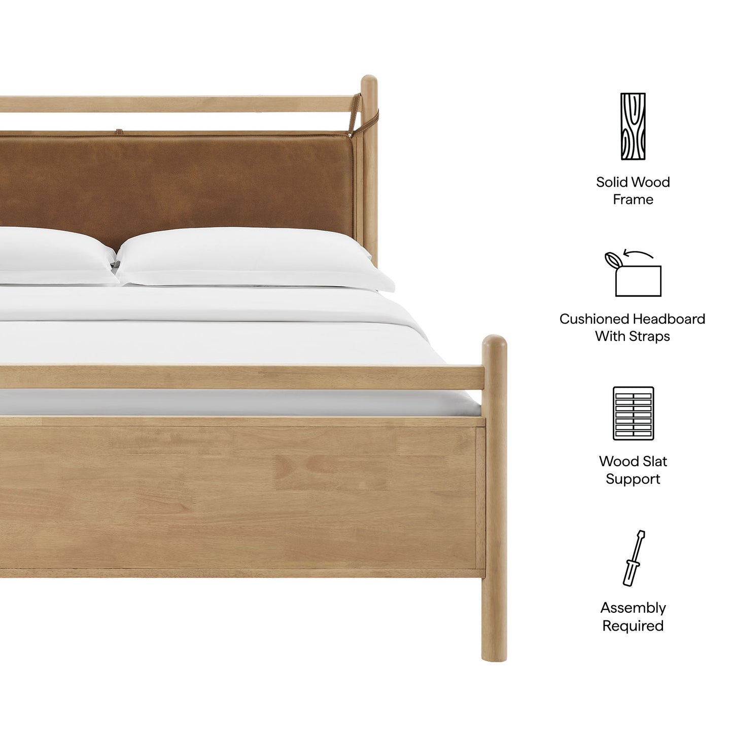 Leni Full Size Vegan Leather and Wood Platform Bed Frame by Modway