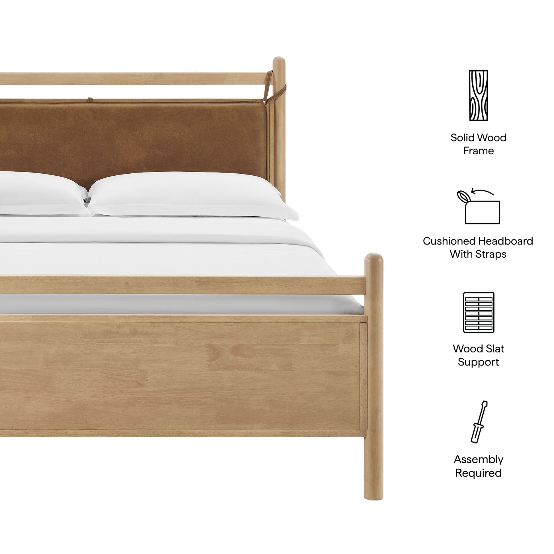 Leni Full Size Vegan Leather and Wood Platform Bed Frame by Modway