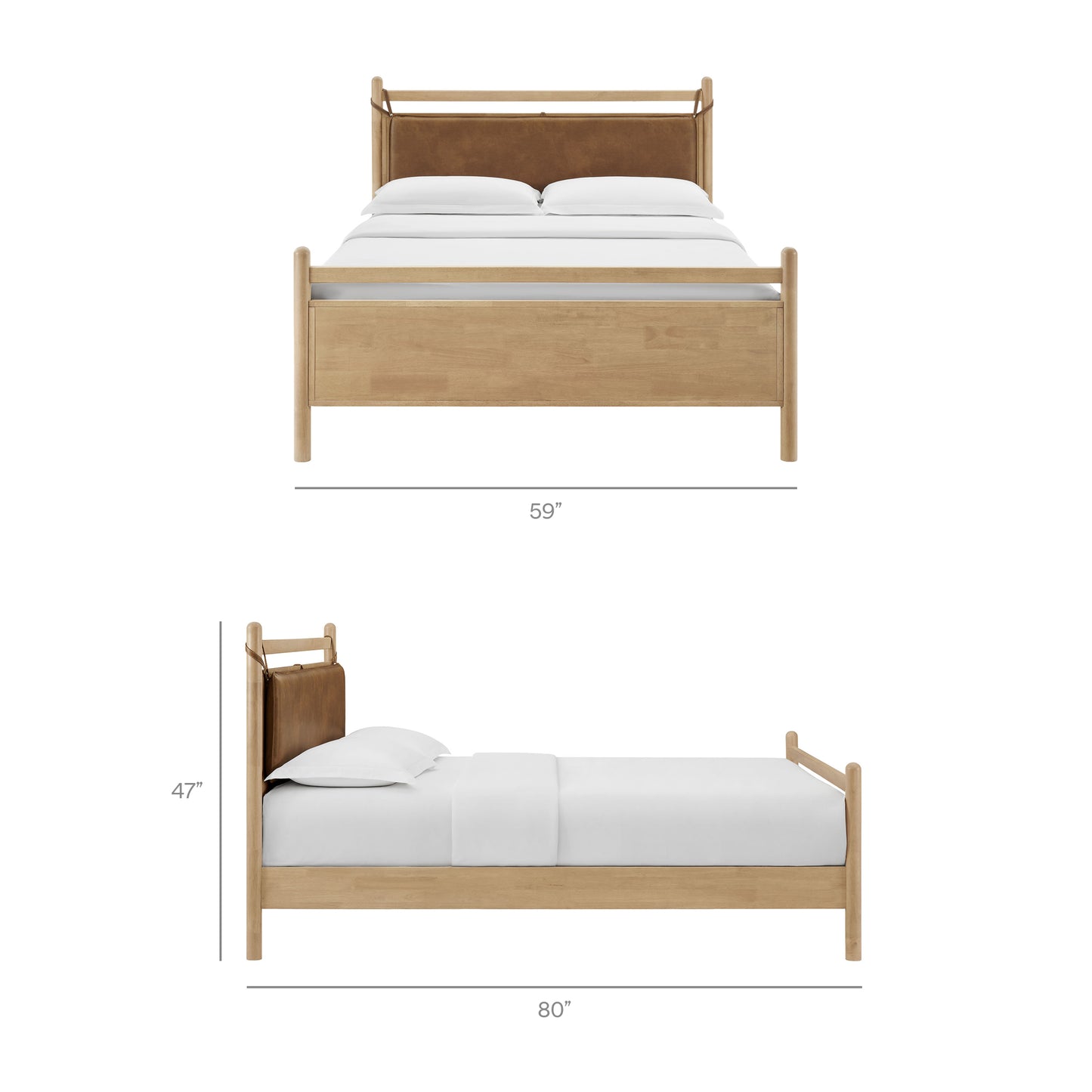 Leni Full Size Vegan Leather and Wood Platform Bed Frame by Modway