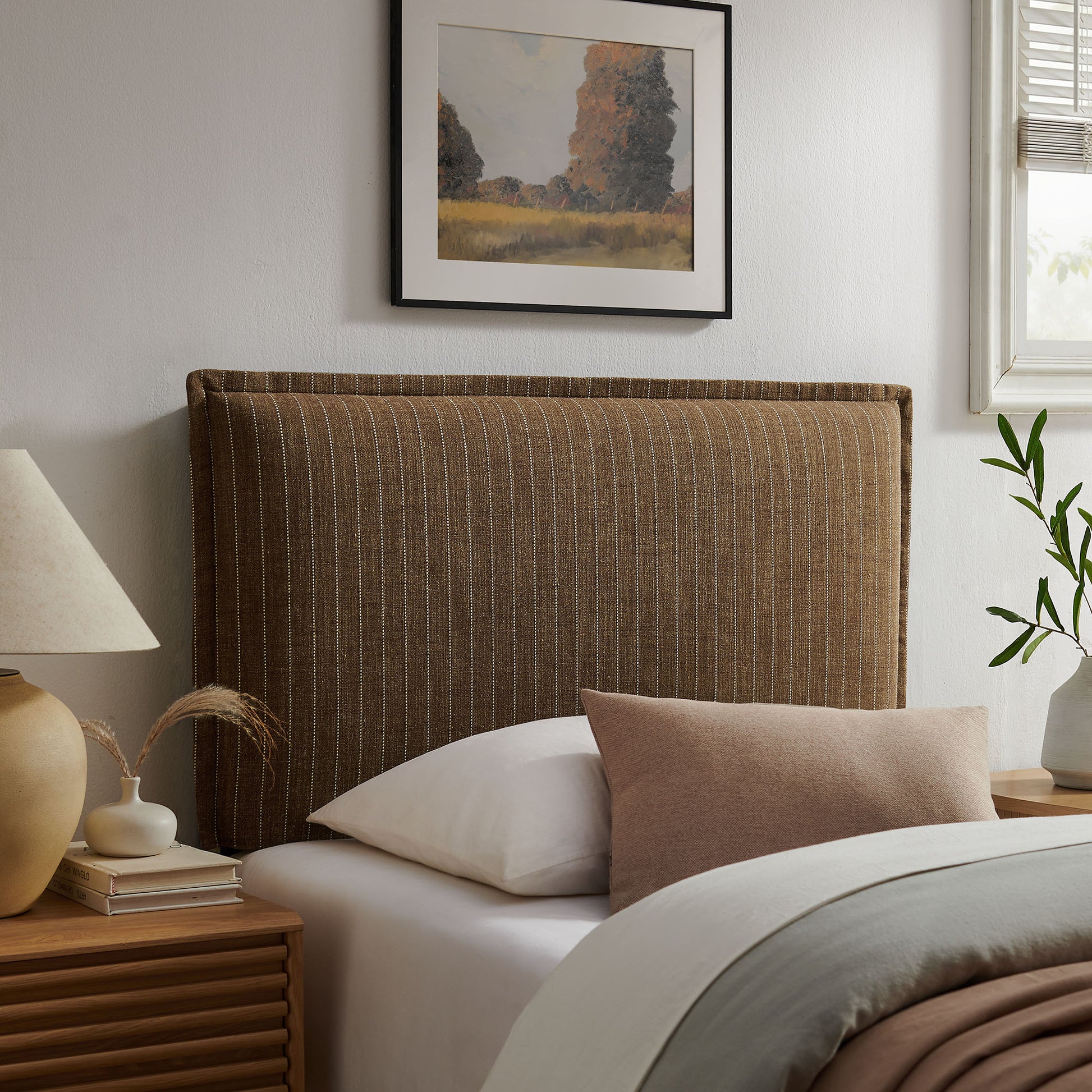 Camille Striped Linen Blend Twin Size Headboard by Modway