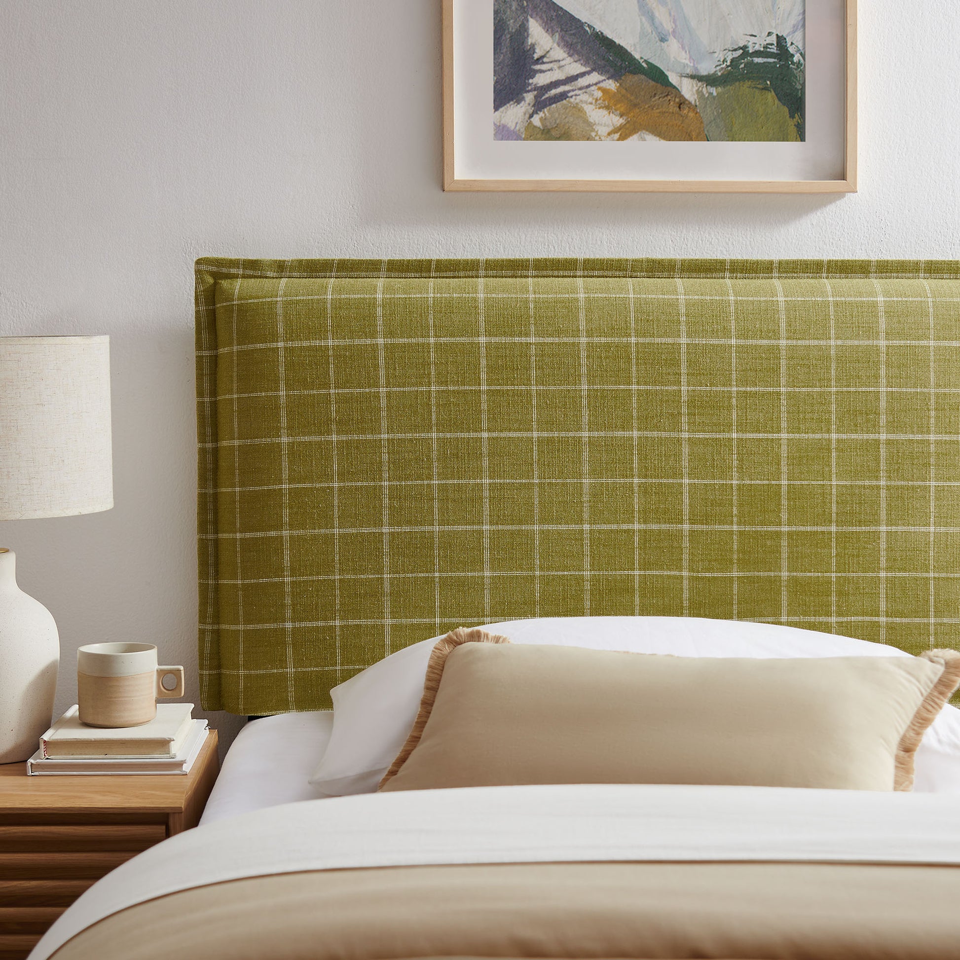 Camille Checkered Linen Blend Twin Size Headboard by Modway