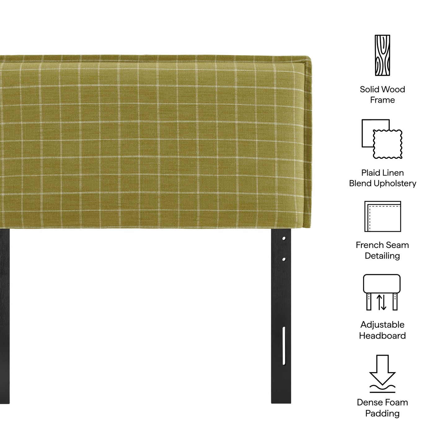 Camille Checkered Linen Blend Twin Size Headboard by Modway