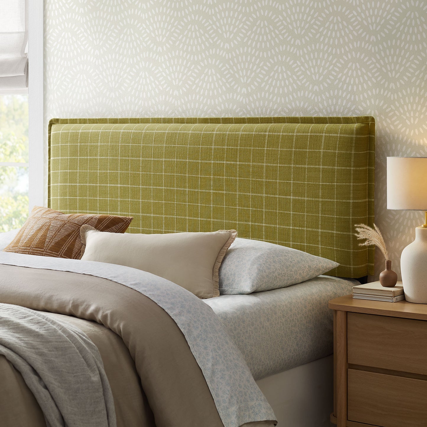 Camille Checkered Linen Blend Full Size Headboard by Modway