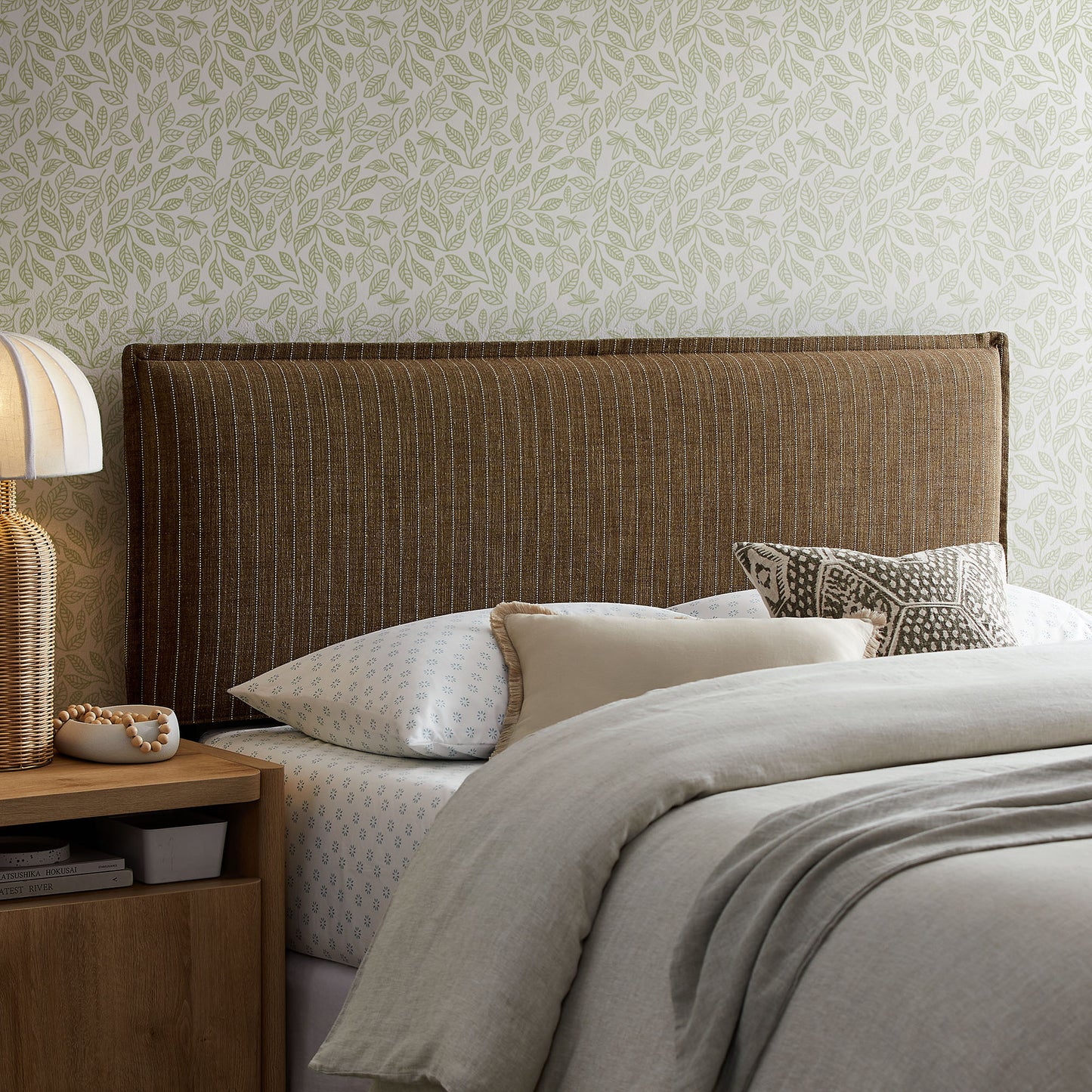 Camille Striped Linen Blend Queen Size Headboard by Modway