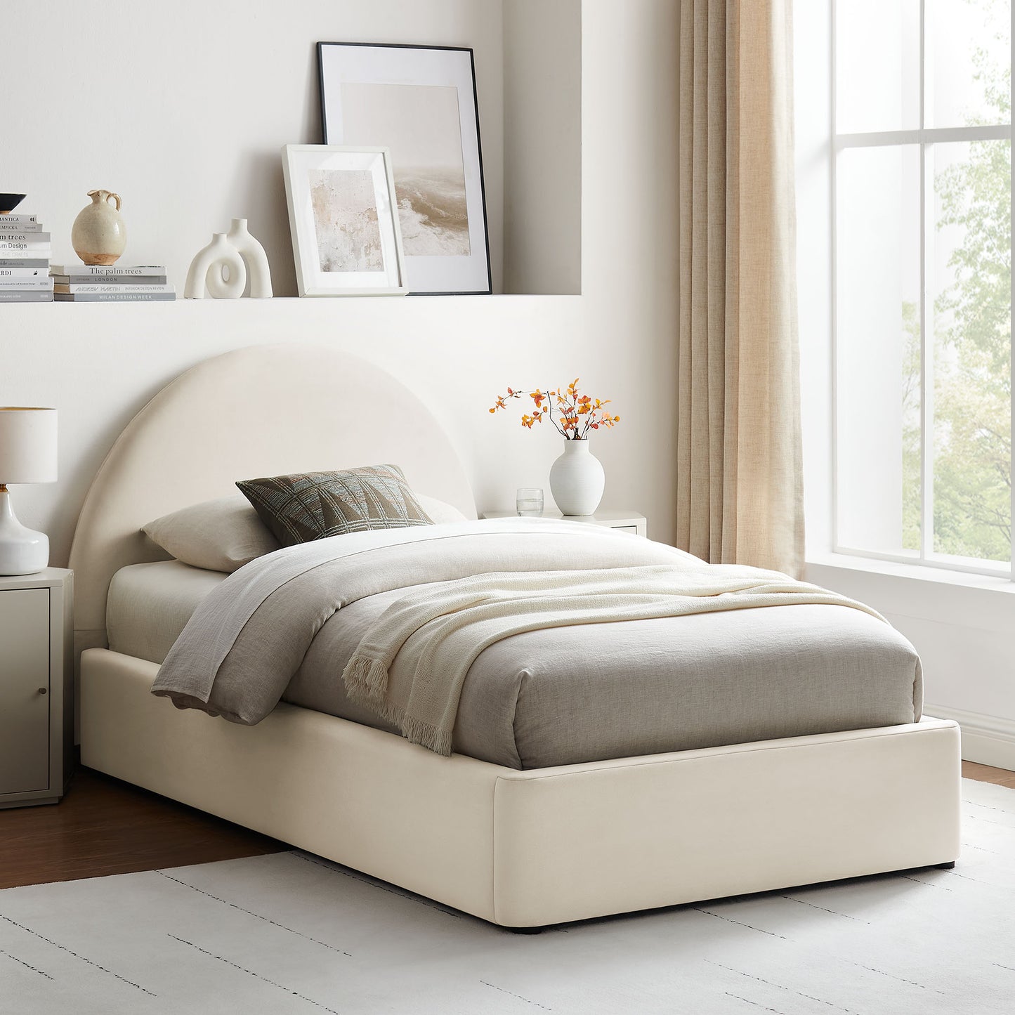 Resort Twin Arched Performance Velvet Storage Platform Bed Frame by Modway